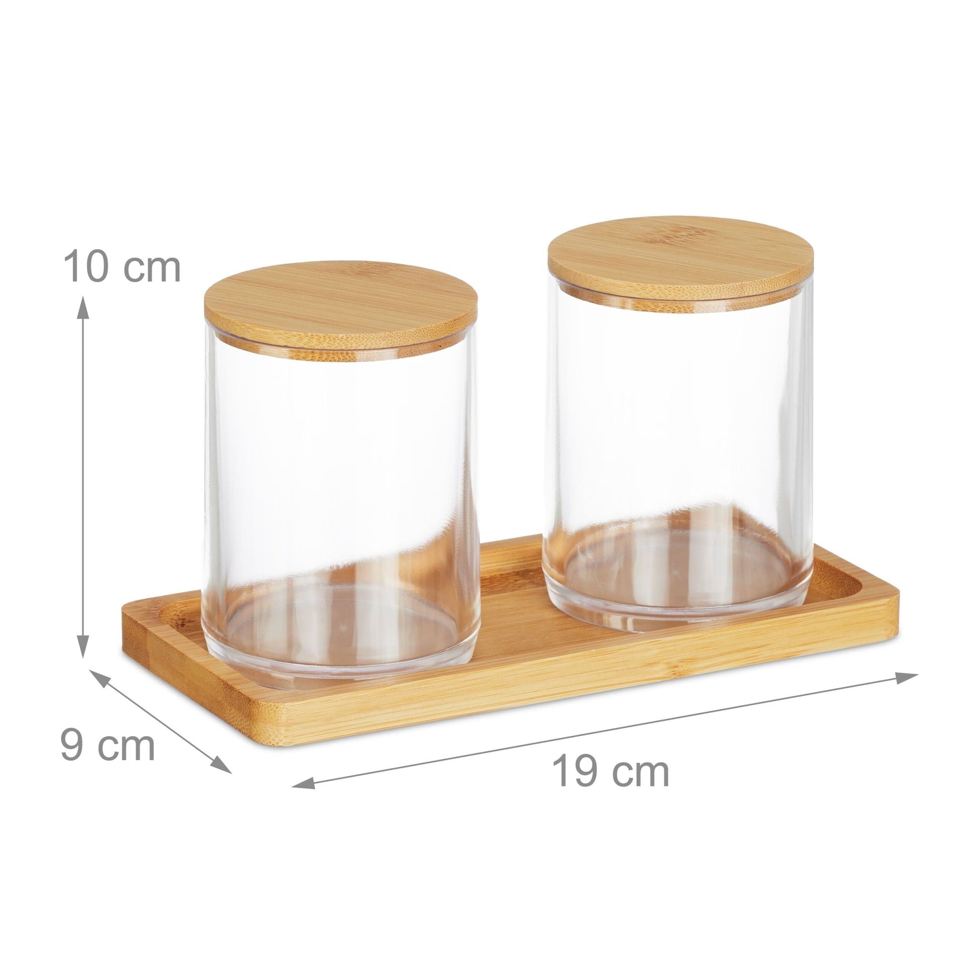 Wattestäbchenbehälter mit Tablett Hellbraun-Transparent von Relaxdays