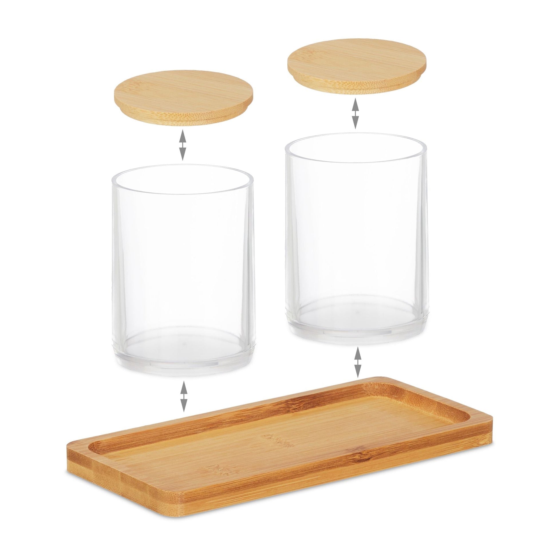 Wattestäbchenbehälter mit Tablett Hellbraun-Transparent von Relaxdays