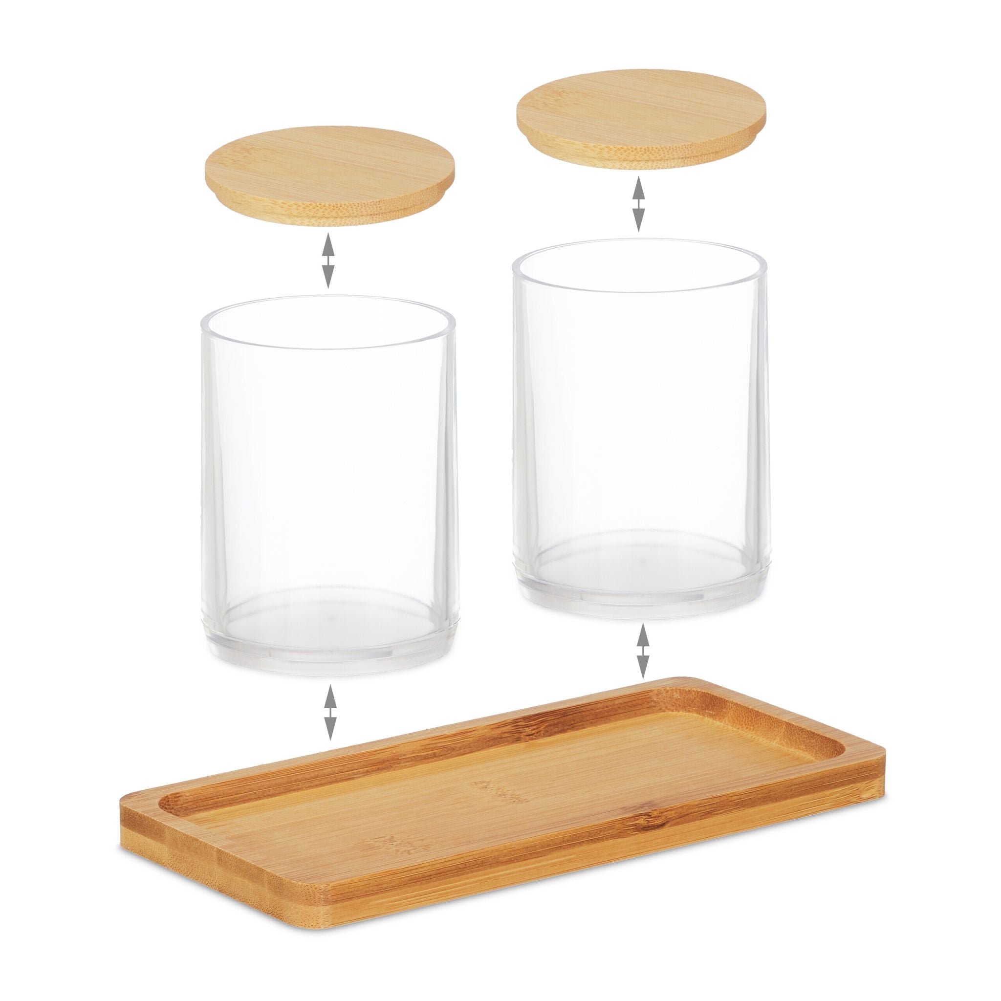 Wattestäbchenbehälter mit Tablett Hellbraun-Transparent von Relaxdays