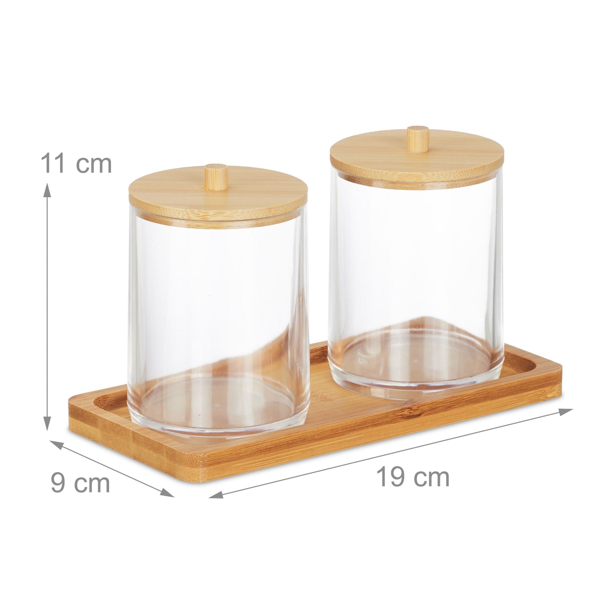 Wattestäbchenbehälter mit Tablett Hellbraun-Transparent von Relaxdays