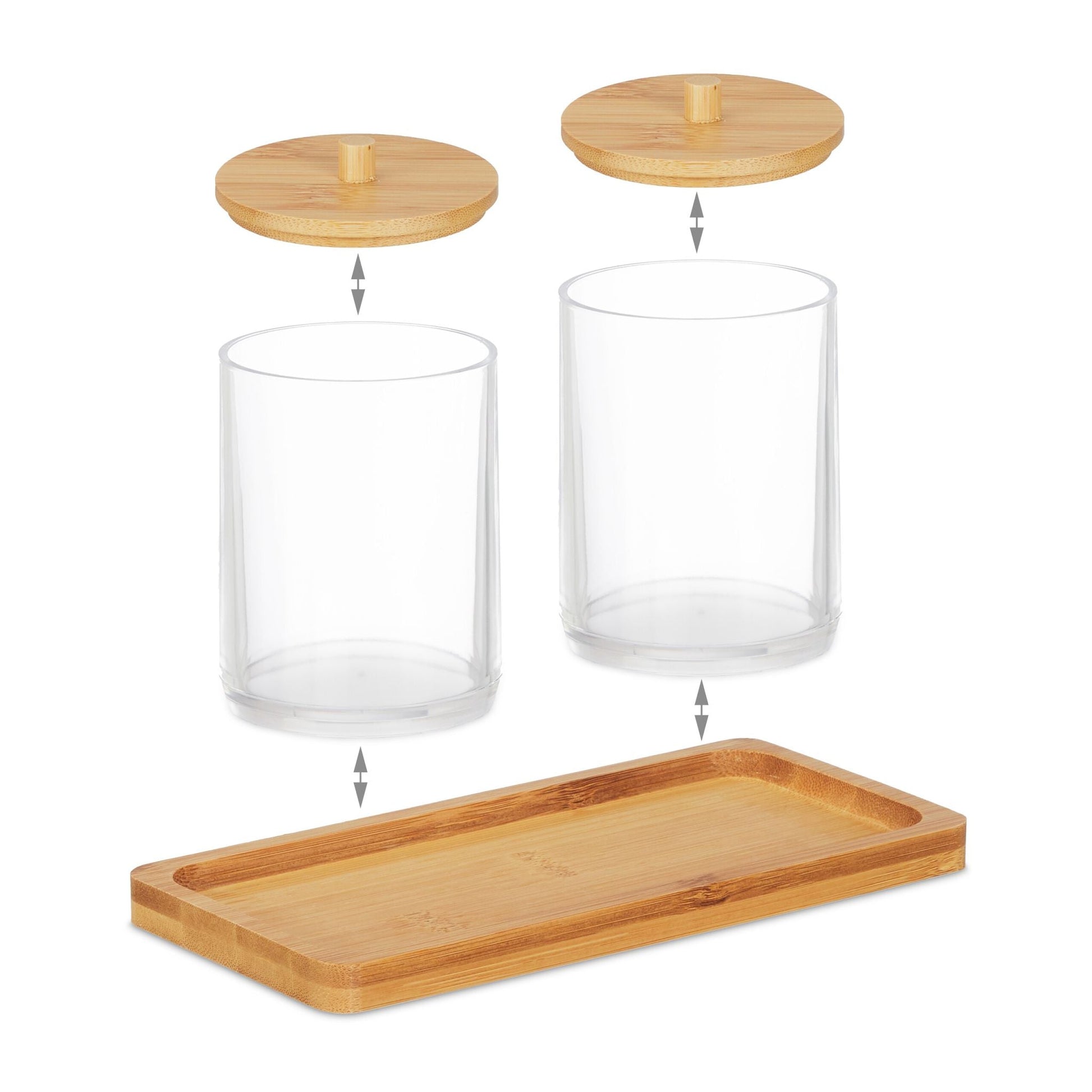 Wattestäbchenbehälter mit Tablett Hellbraun-Transparent von Relaxdays