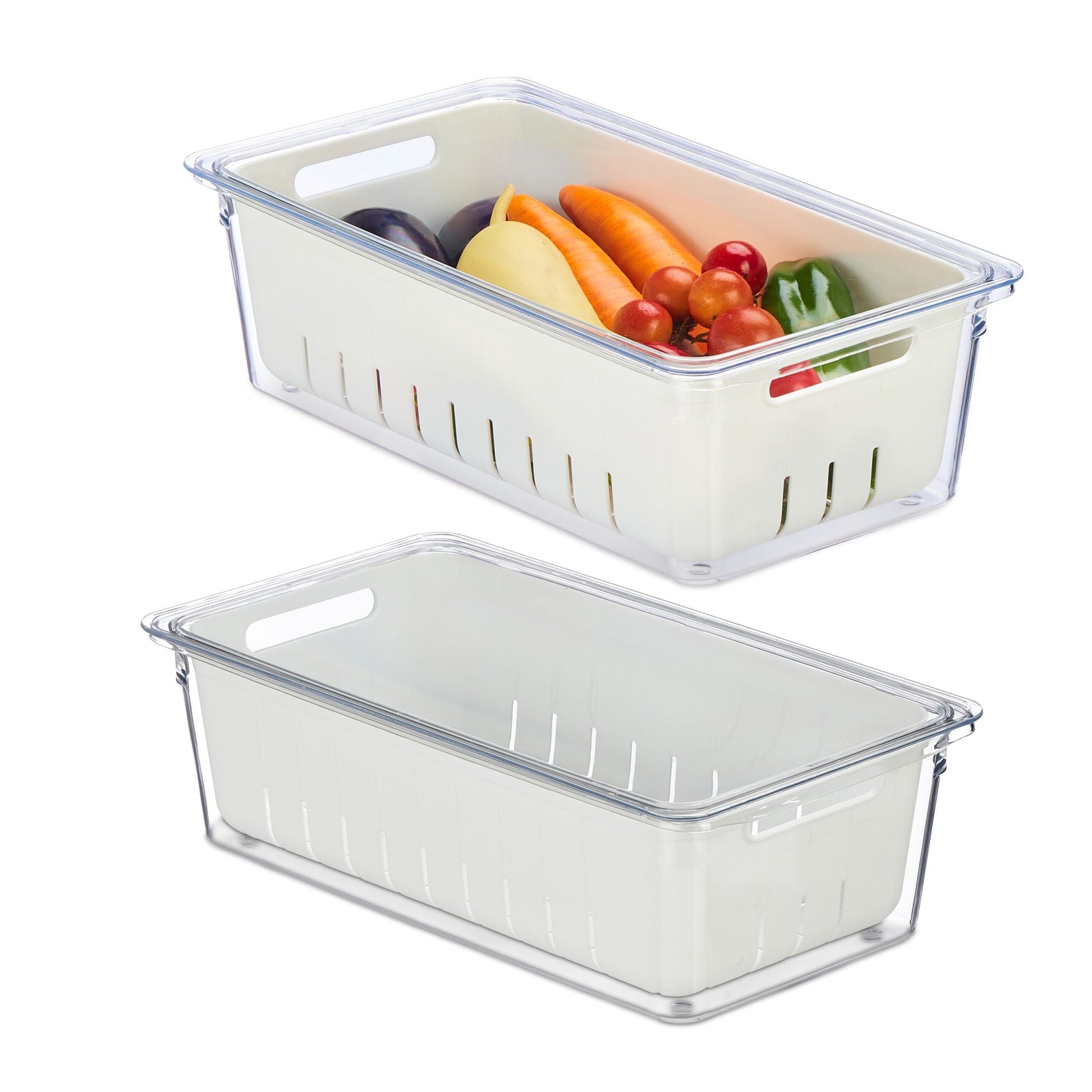 Kühlschrank Organizer 2er-Set Weiss-Transparent von Relaxdays
