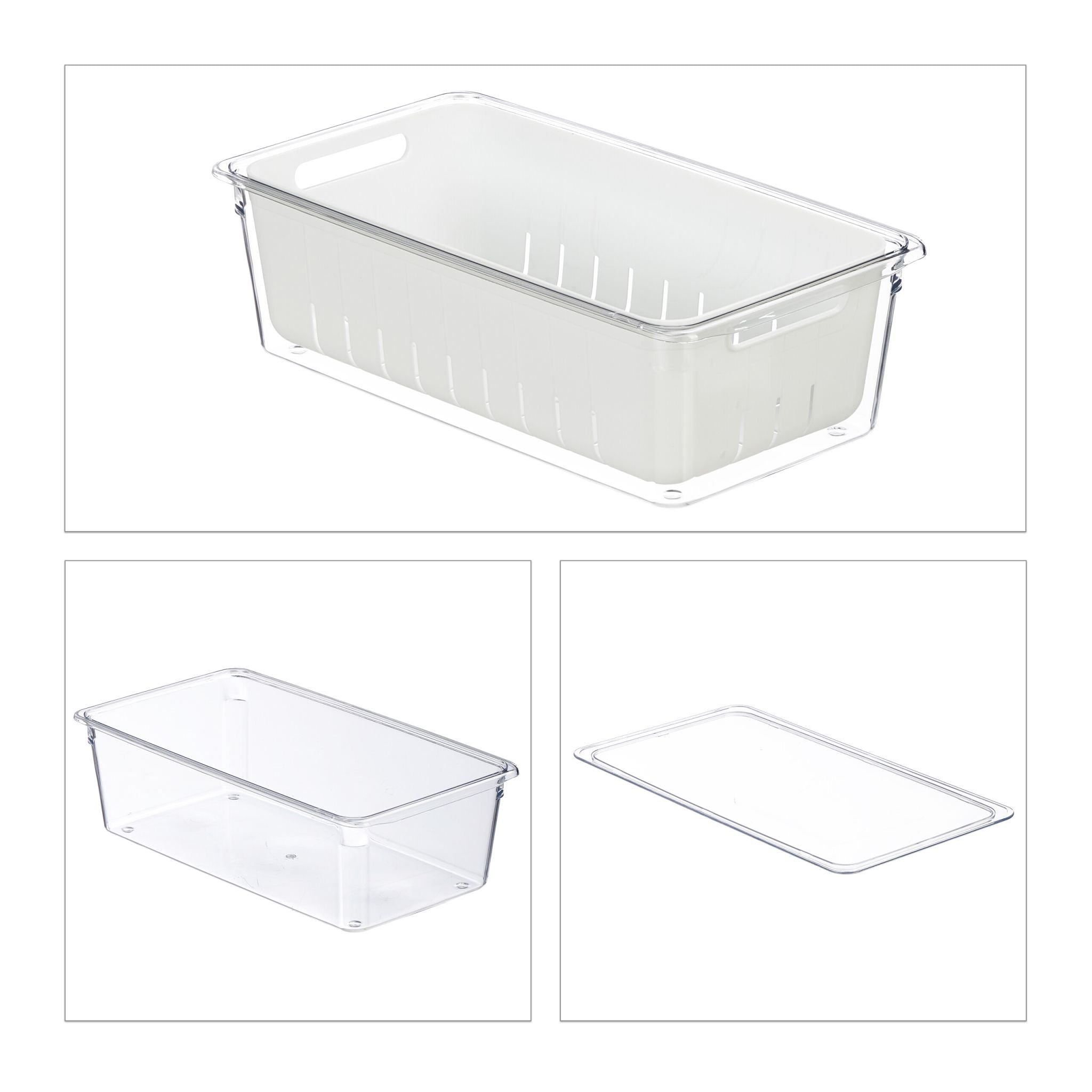 Kühlschrank Organizer 2er-Set Weiss-Transparent von Relaxdays