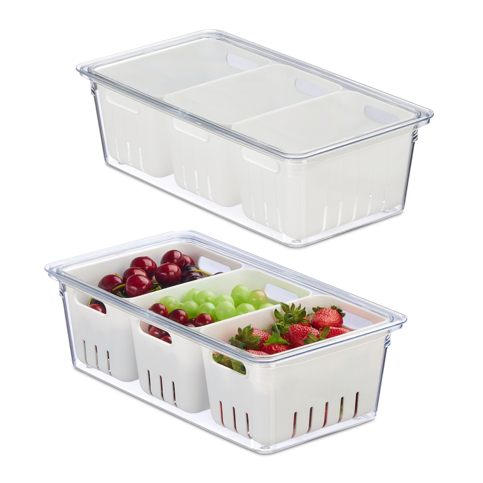 Kühlschrank Organizer 2er-Set Weiss-Transparent von Relaxdays