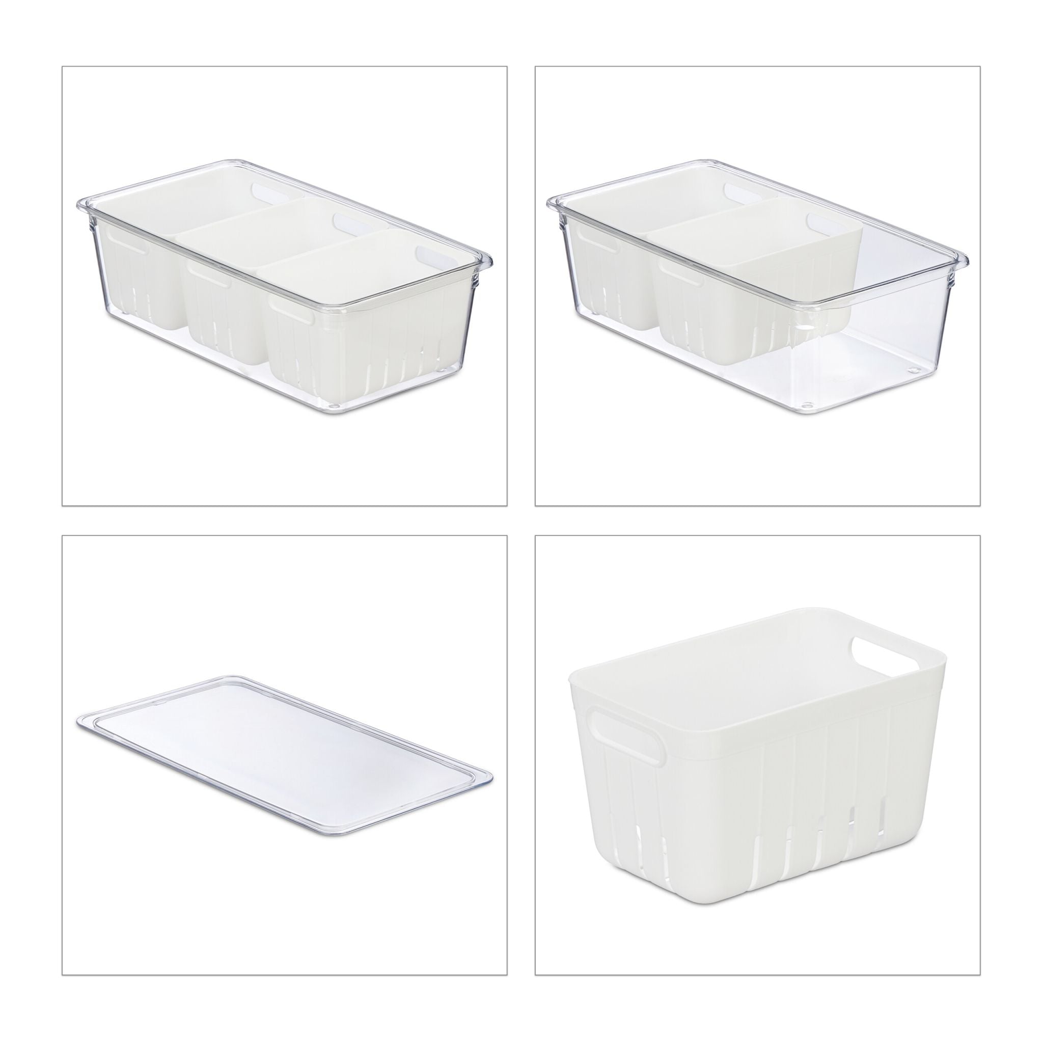 Kühlschrank Organizer 2er-Set Weiss-Transparent von Relaxdays