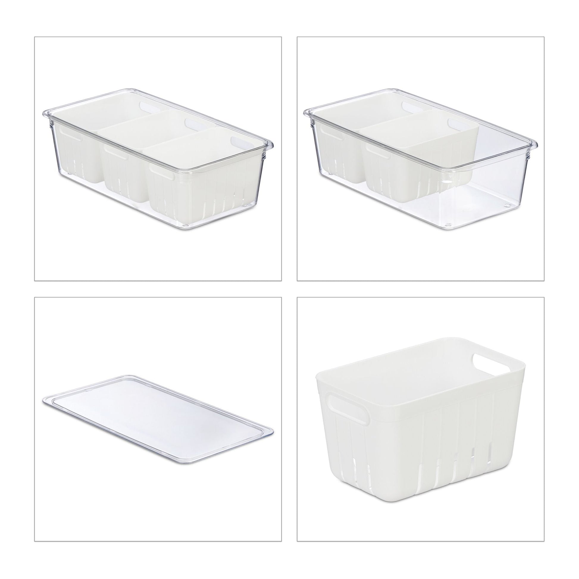 Kühlschrank Organizer 4er-Set Weiss-Transparent von Relaxdays