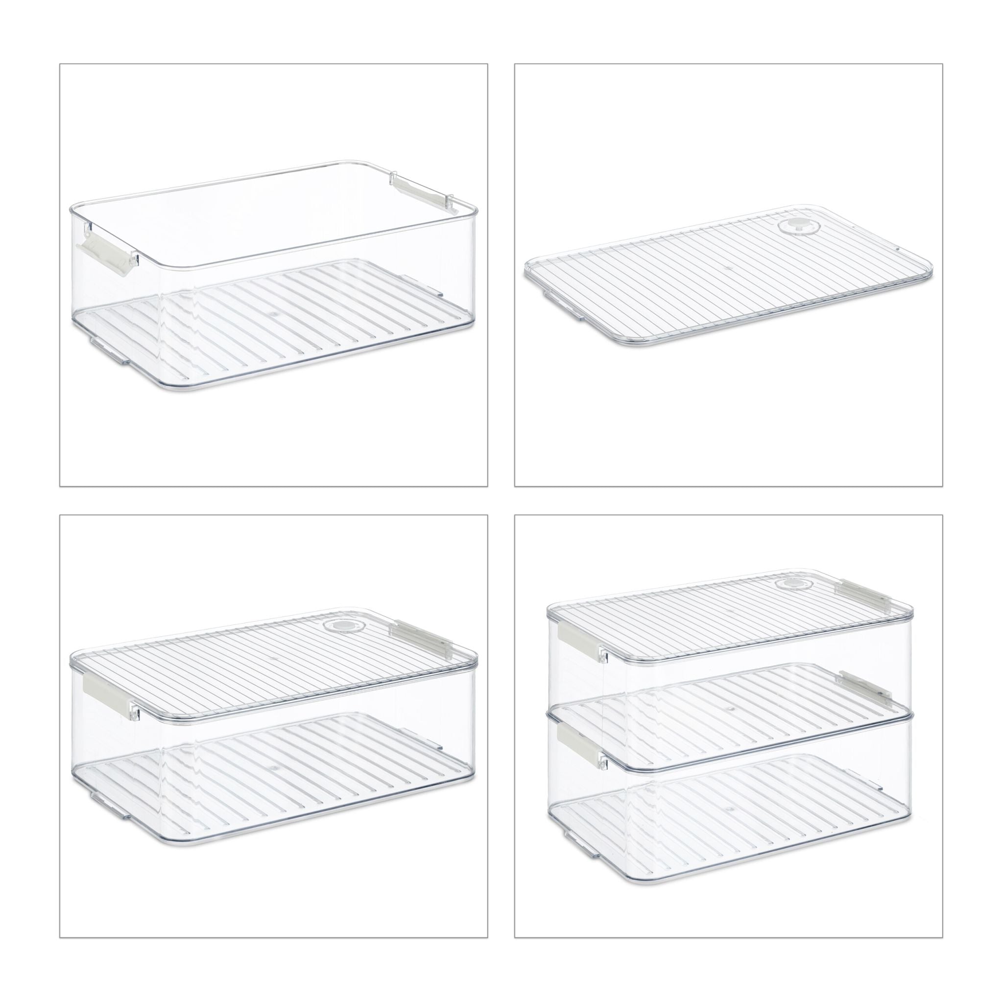 Kühlschrank Organizer 3er-Set Weiss-Transparent von Relaxdays