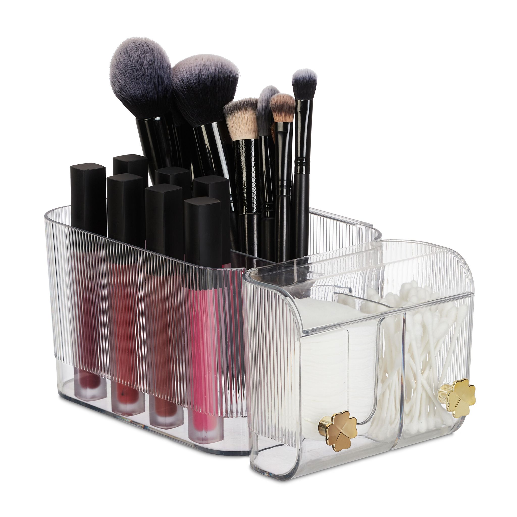 Kosmetik Organizer Wand Gold-Transparent von Relaxdays