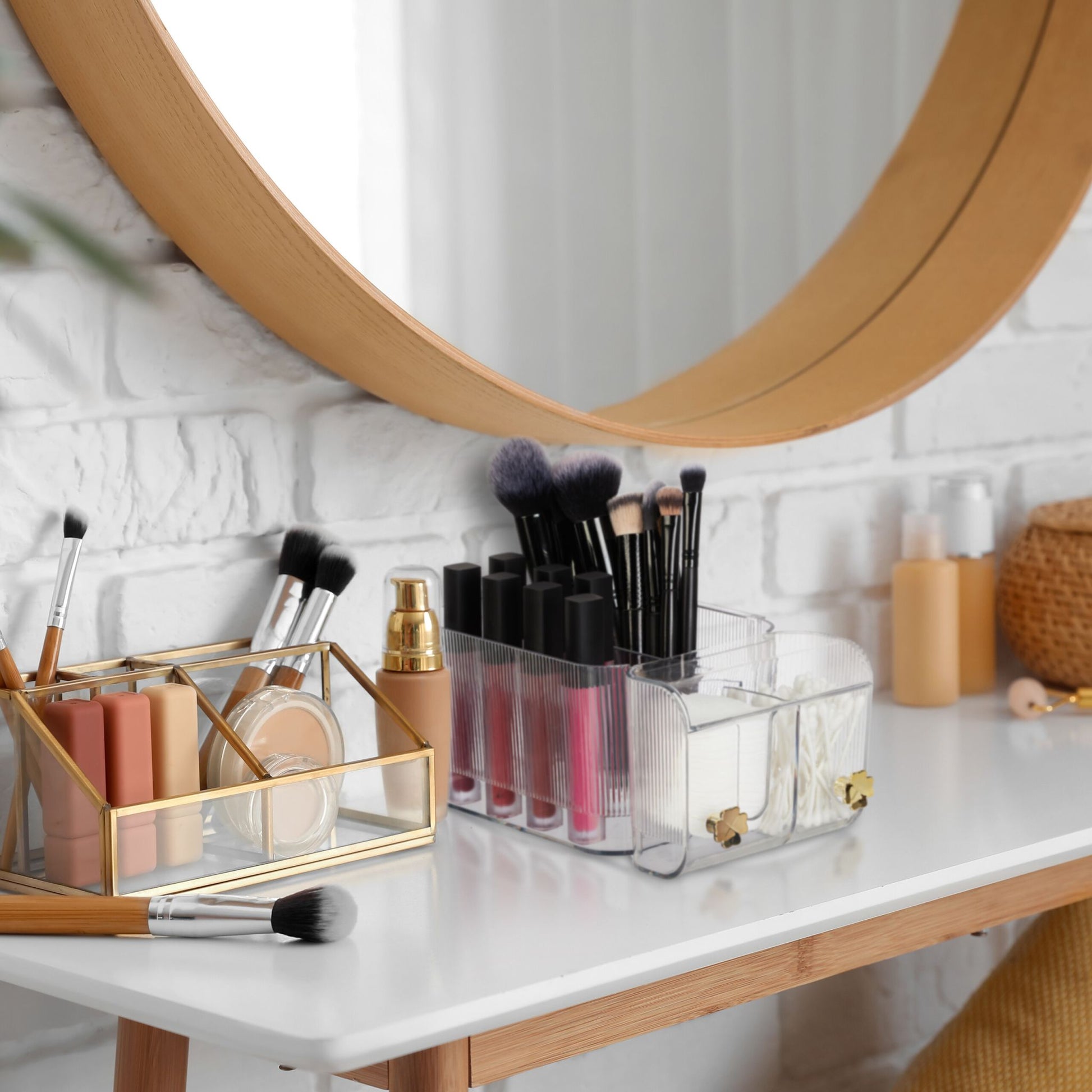 Kosmetik Organizer Wand Gold-Transparent von Relaxdays