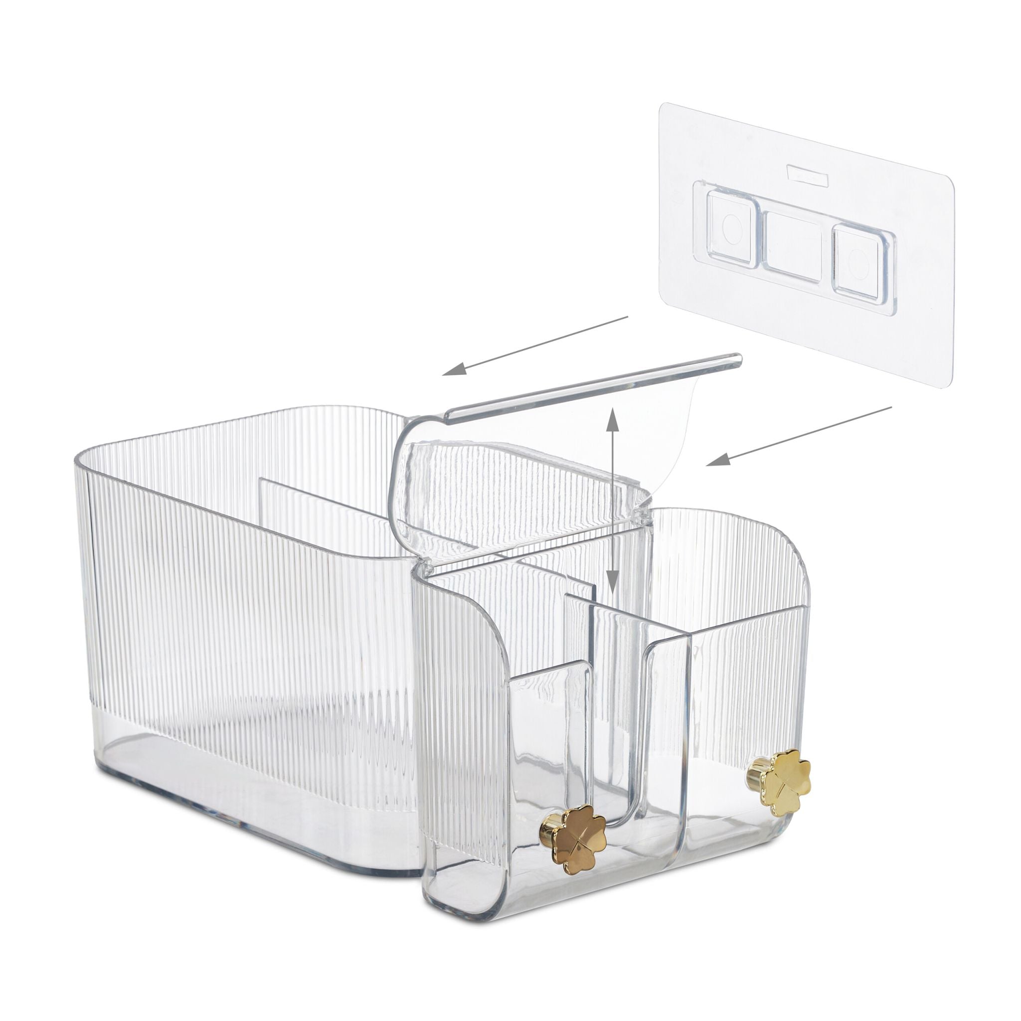 Kosmetik Organizer Wand Gold-Transparent von Relaxdays