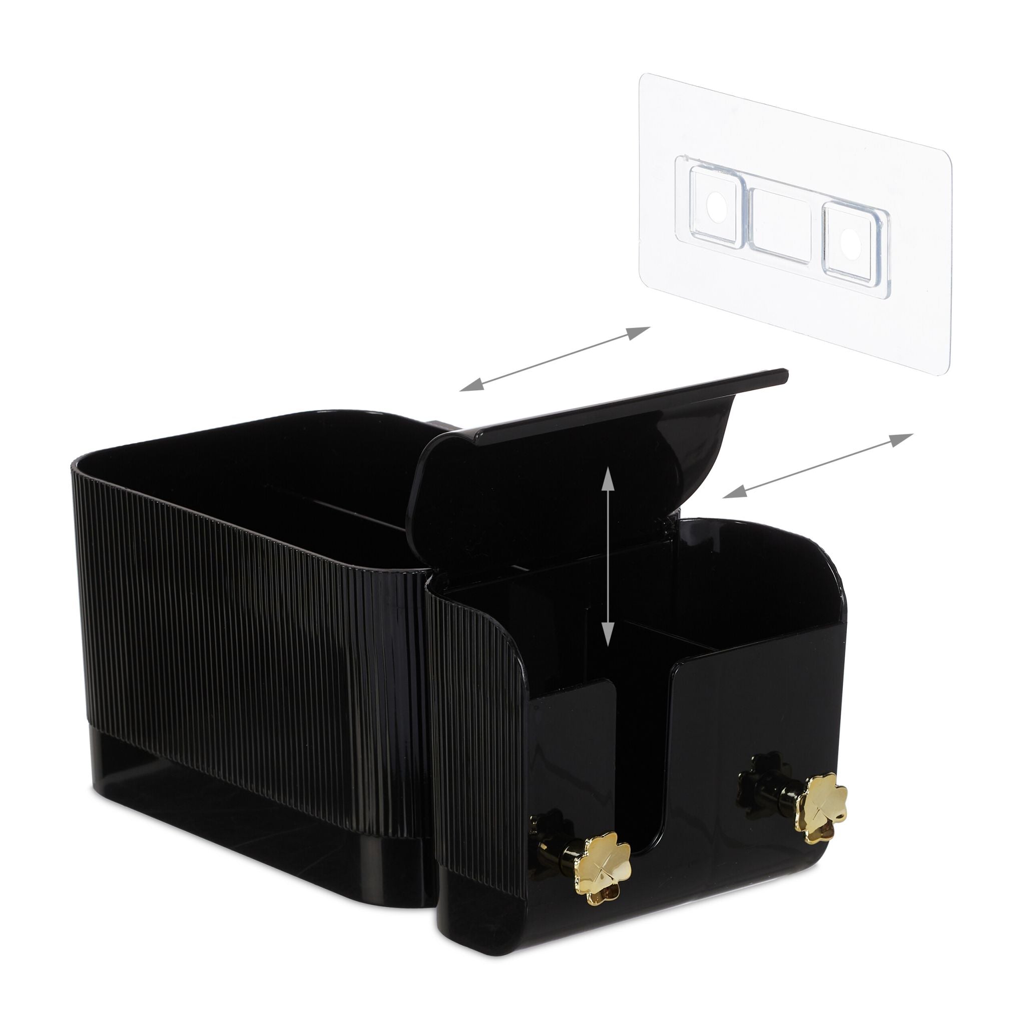 Kosmetik Organizer Wand Gold-Schwarz von Relaxdays