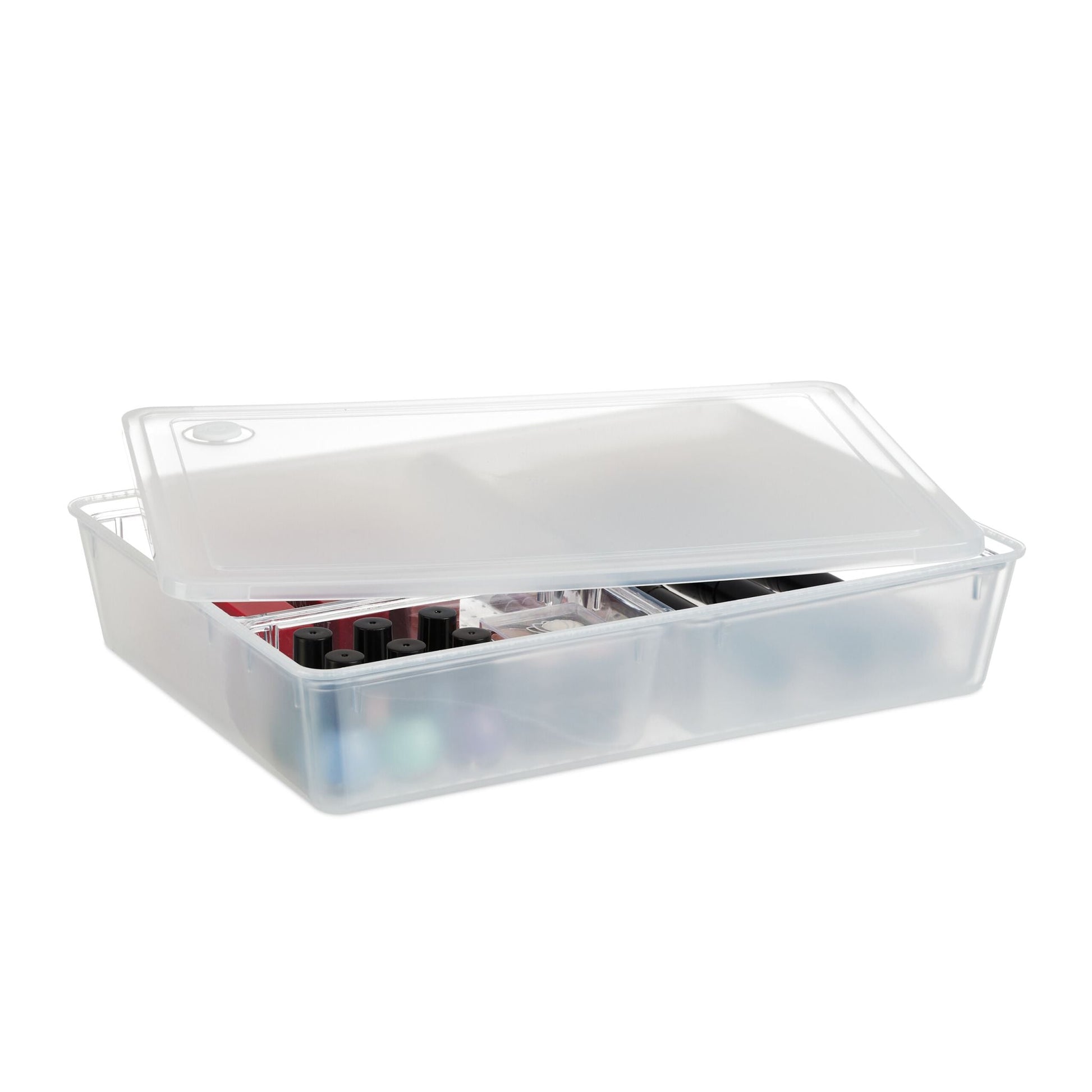 Aufbewahrungsbox mit 3 Fächern Transparent von Relaxdays