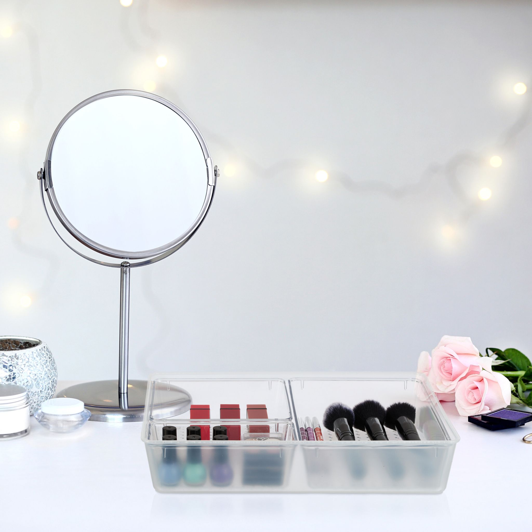 Aufbewahrungsbox mit 3 Fächern Transparent von Relaxdays