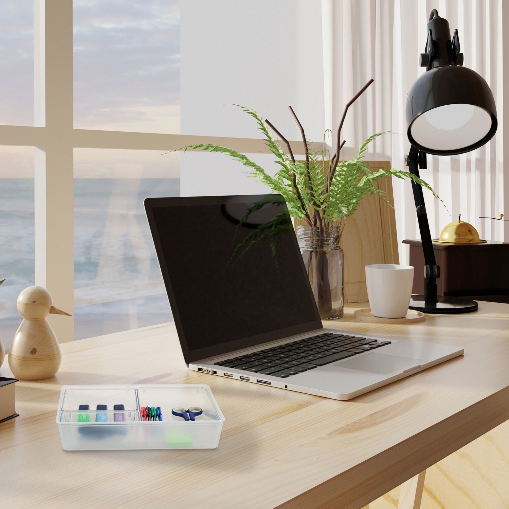 Aufbewahrungsbox mit 3 Fächern Transparent von Relaxdays