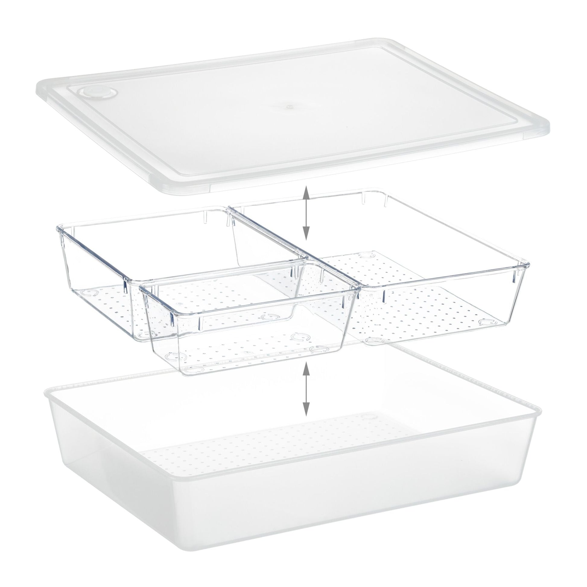 Aufbewahrungsbox mit 3 Fächern Transparent von Relaxdays