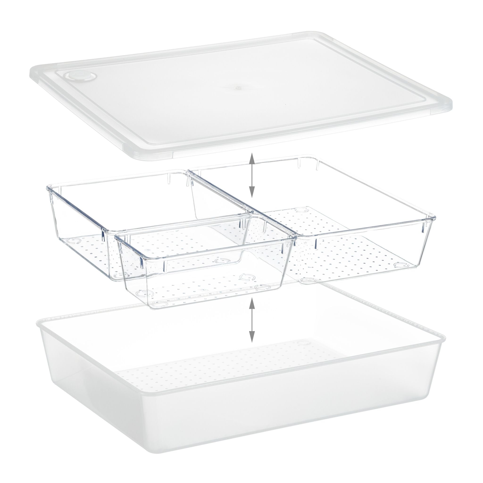 Aufbewahrungsbox mit 3 Fächern Transparent von Relaxdays