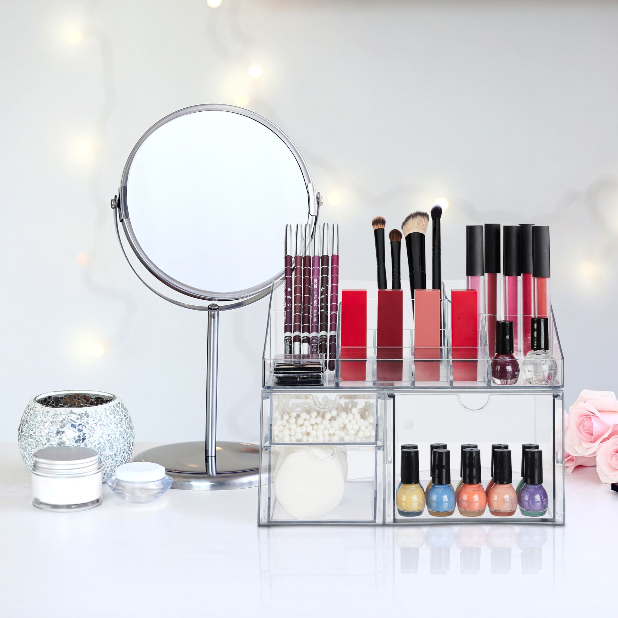 Make Up Organizer mit Schubladen Transparent von Relaxdays