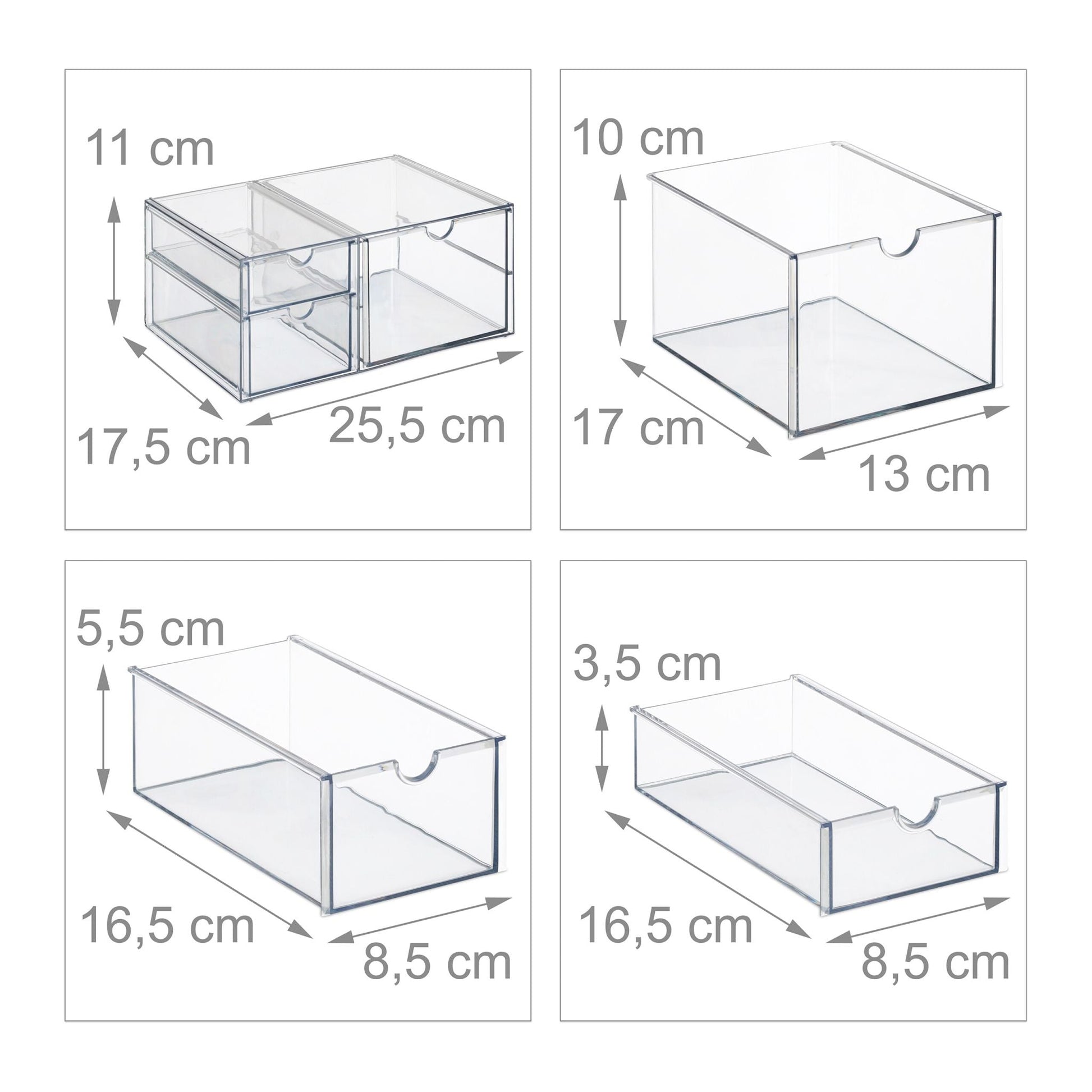 Make Up Organizer mit Schubladen Transparent von Relaxdays