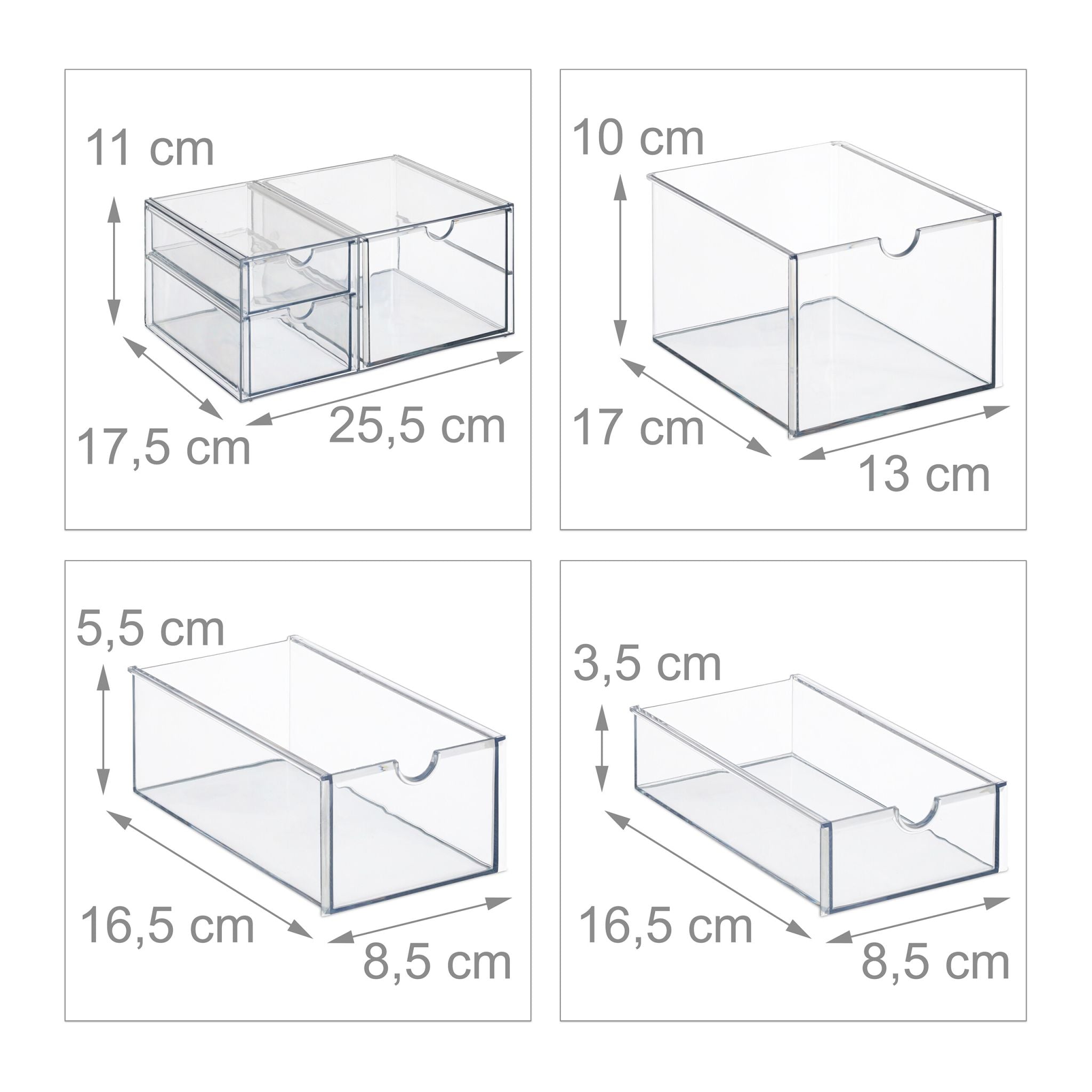 Make Up Organizer mit Schubladen Transparent von Relaxdays