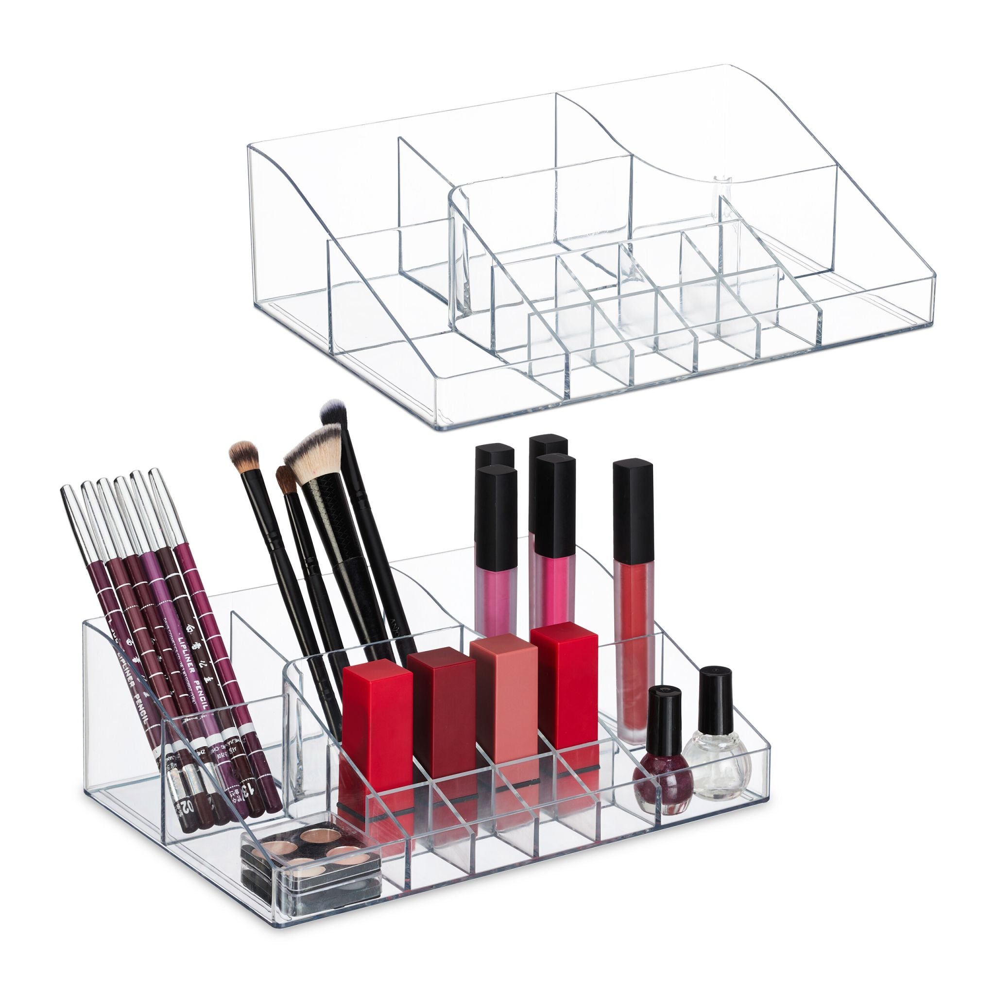 Make Up Organizer 2er-Set Transparent von Relaxdays