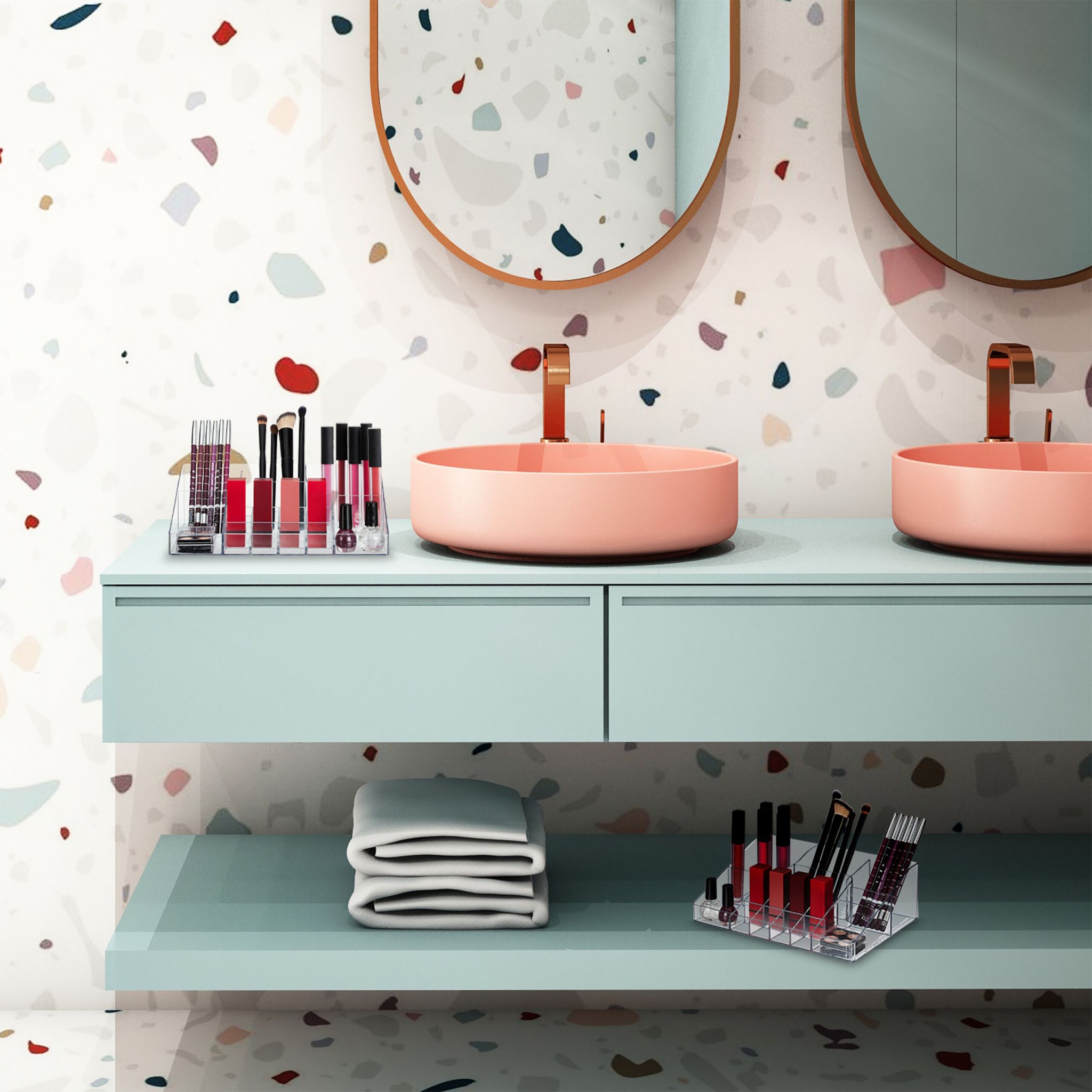 Make Up Organizer 2er-Set Transparent von Relaxdays
