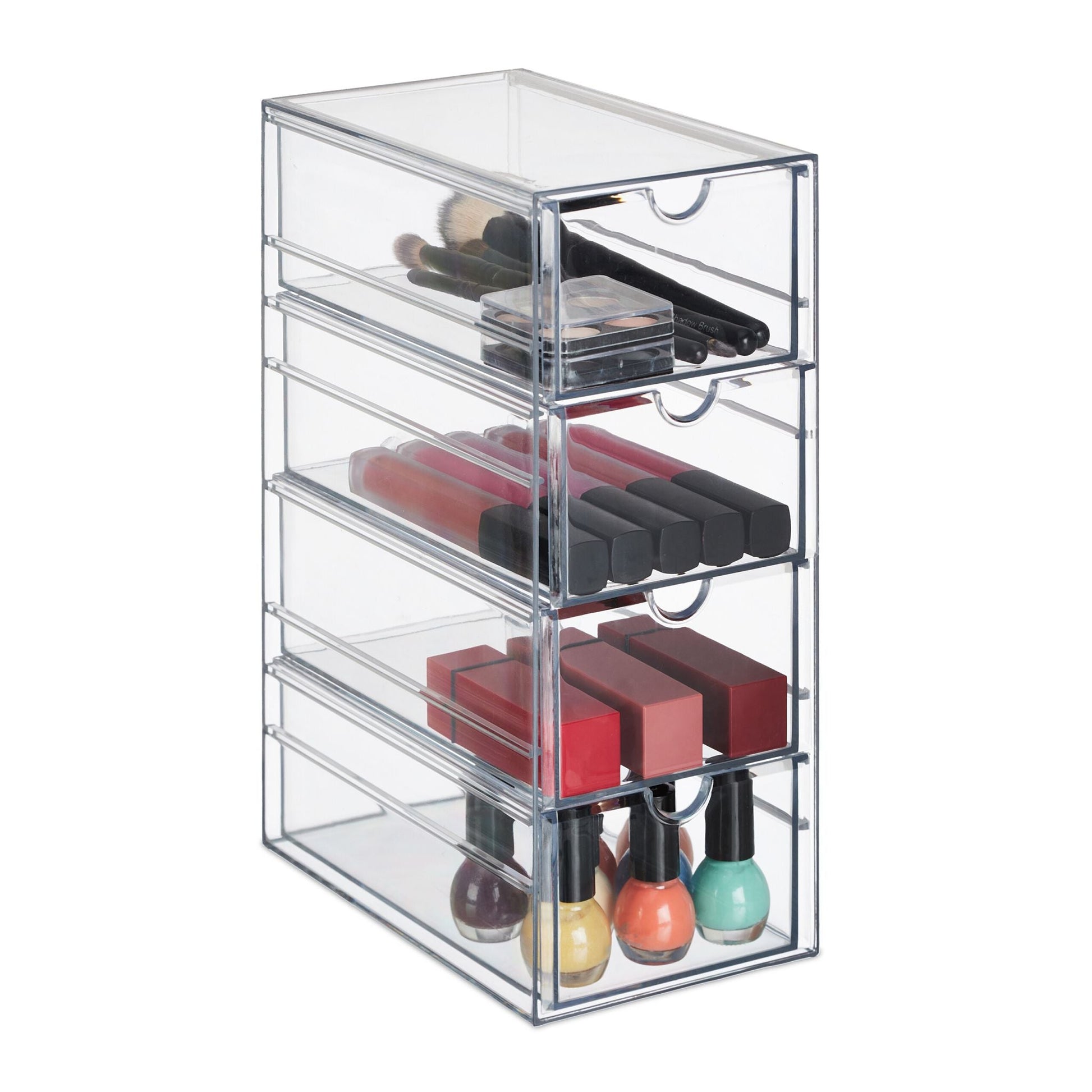 Schubladenbox mit 4 Fächern Transparent von Relaxdays