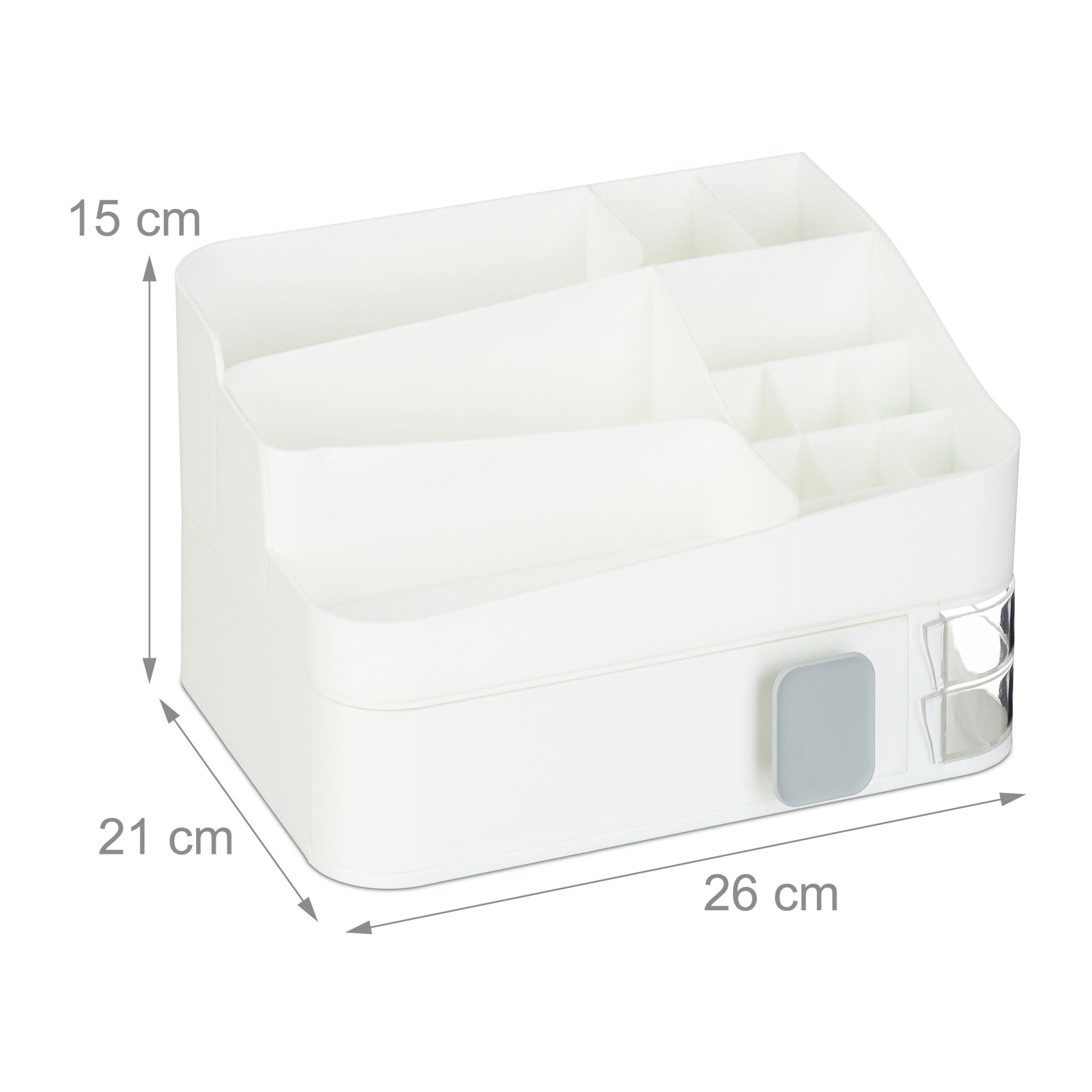 Make Up Organizer mit Schublade Weiss-Transparent-Grau von Relaxdays