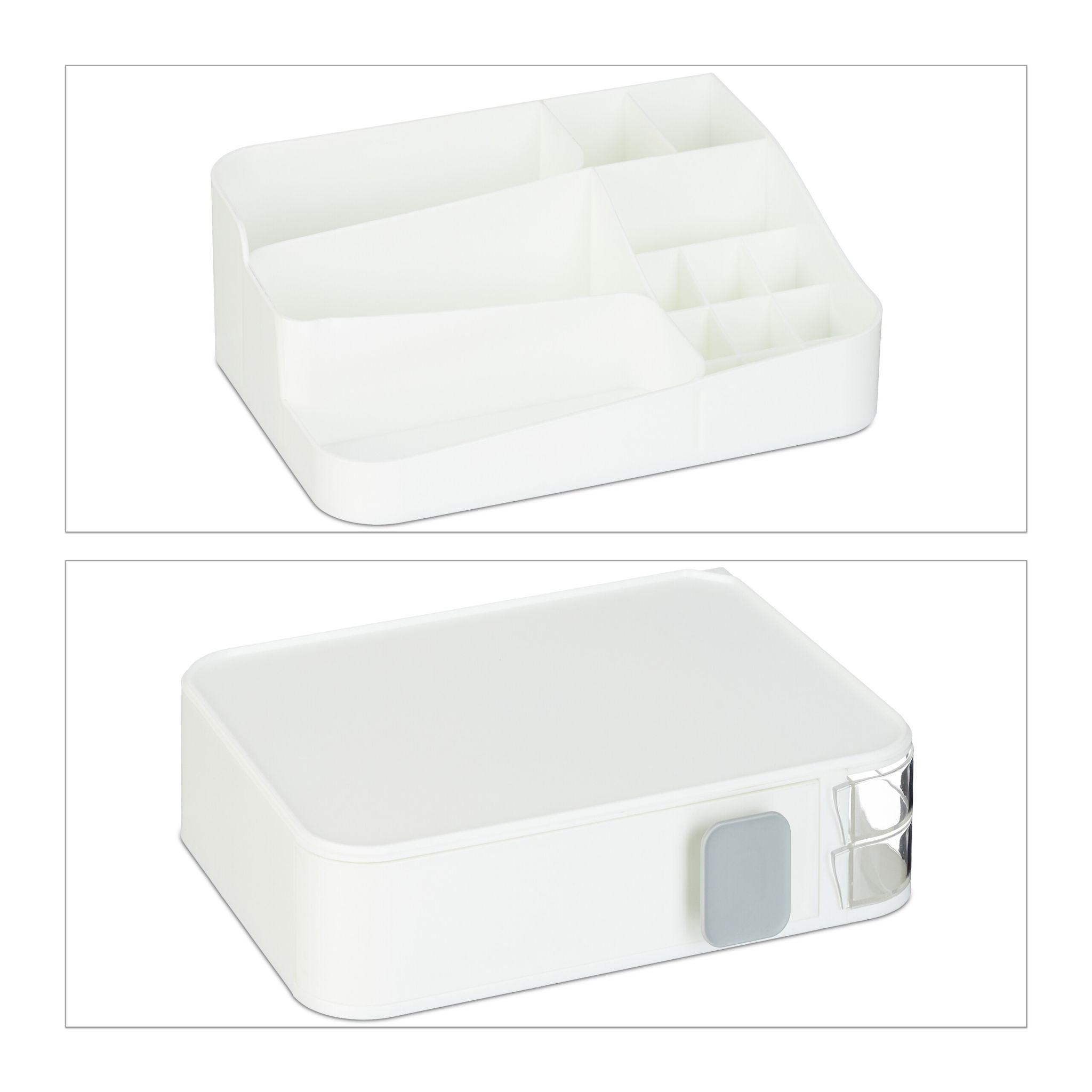 Make Up Organizer mit Schublade Weiss-Transparent-Grau von Relaxdays