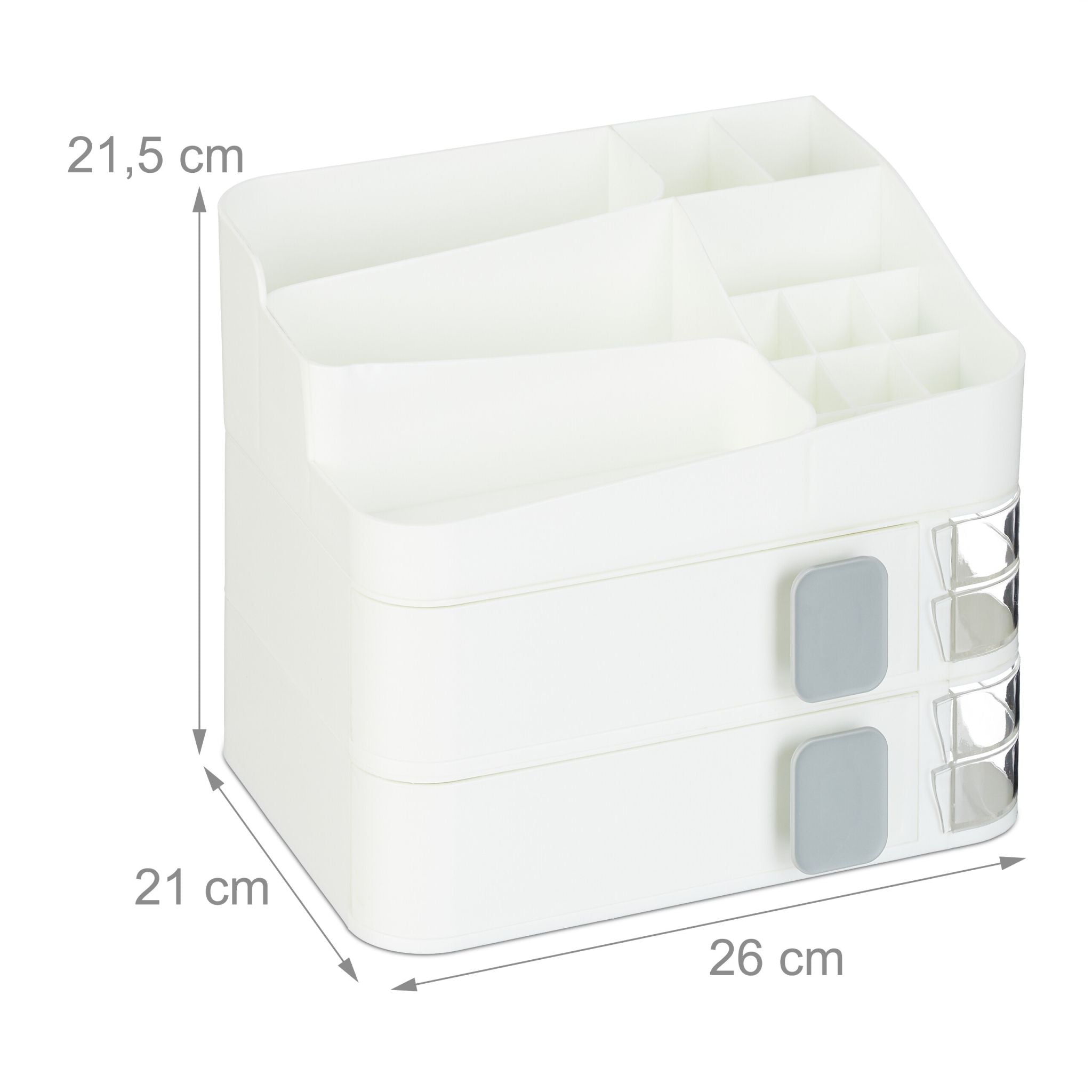 Make Up Organizer mit Schubladen Weiss-Transparent-Grau von Relaxdays