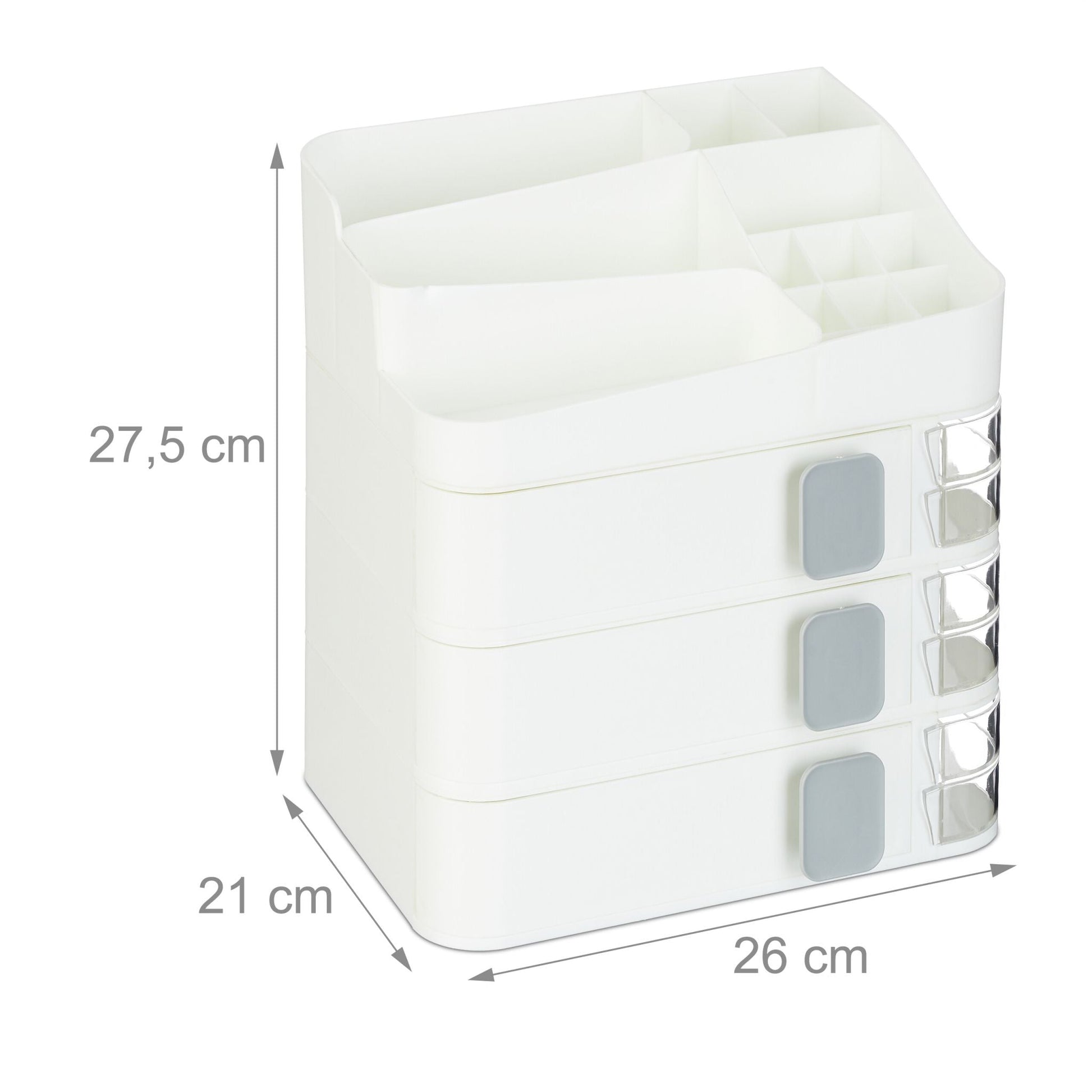 Make Up Organizer mit Schubladen Weiss-Transparent-Grau von Relaxdays