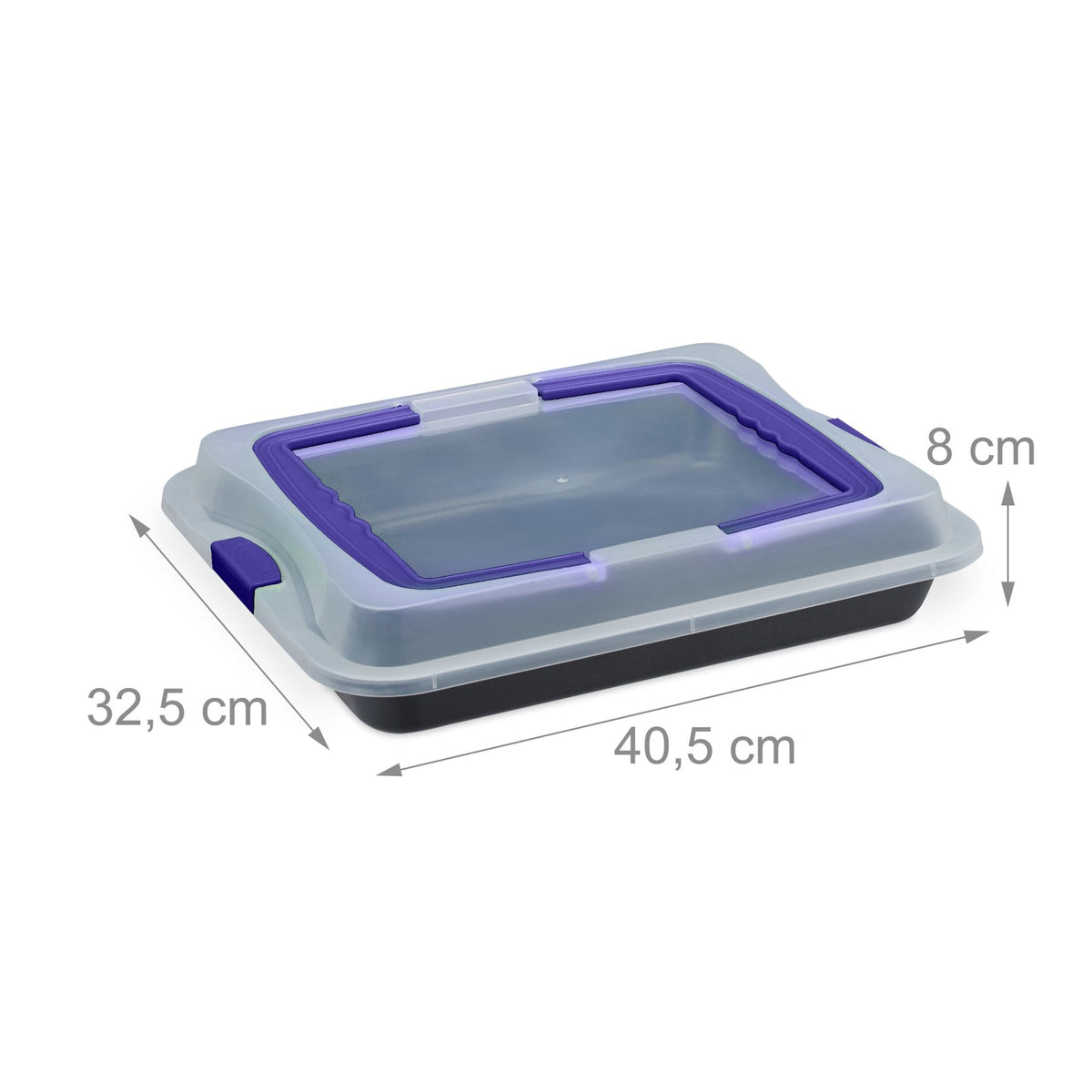 Backblech mit Deckel Dunkelblau-Schwarz-Transparent von Relaxdays