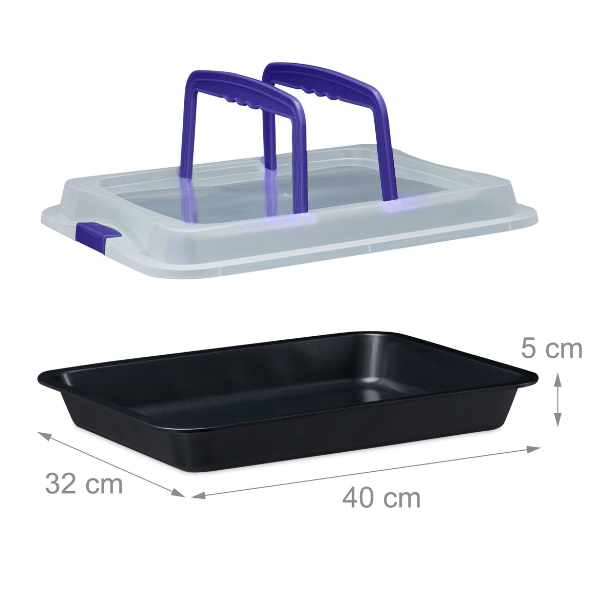 Backblech mit Deckel Dunkelblau-Schwarz-Transparent von Relaxdays