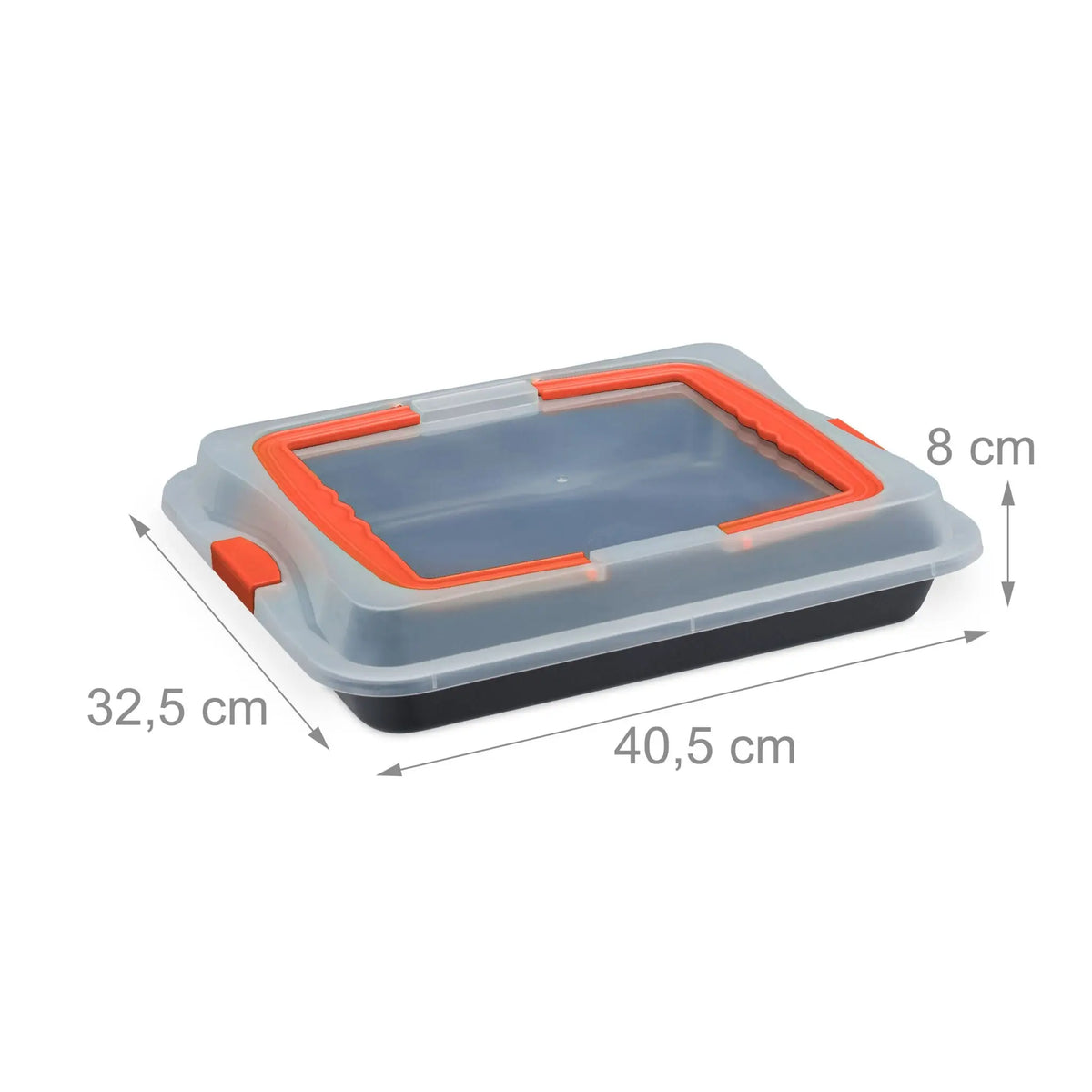 Backblech mit Deckel Rot-Schwarz-Transparent von Relaxdays