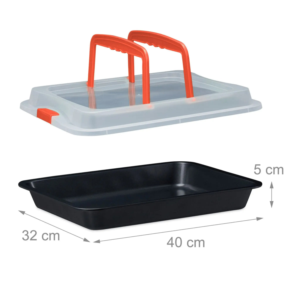 Backblech mit Deckel Rot-Schwarz-Transparent von Relaxdays