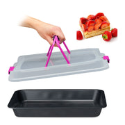 Backblech mit Deckel Pink-Schwarz-Transparent von Relaxdays