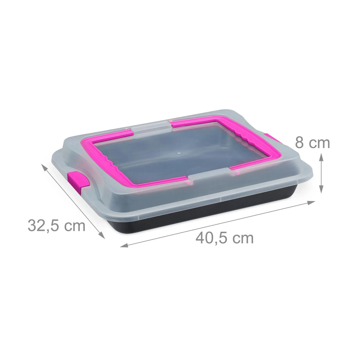 Backblech mit Deckel Pink-Schwarz-Transparent von Relaxdays