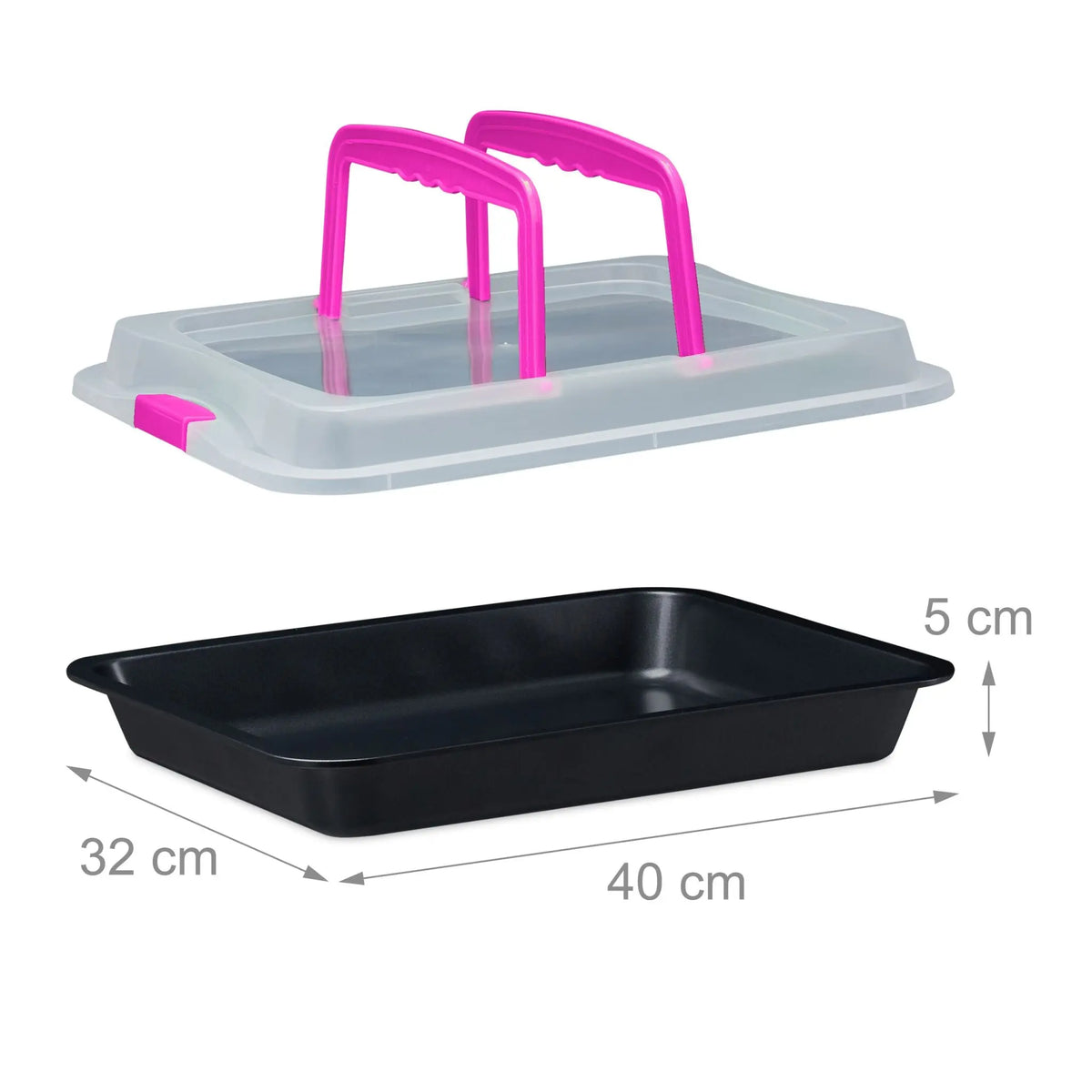 Backblech mit Deckel Pink-Schwarz-Transparent von Relaxdays