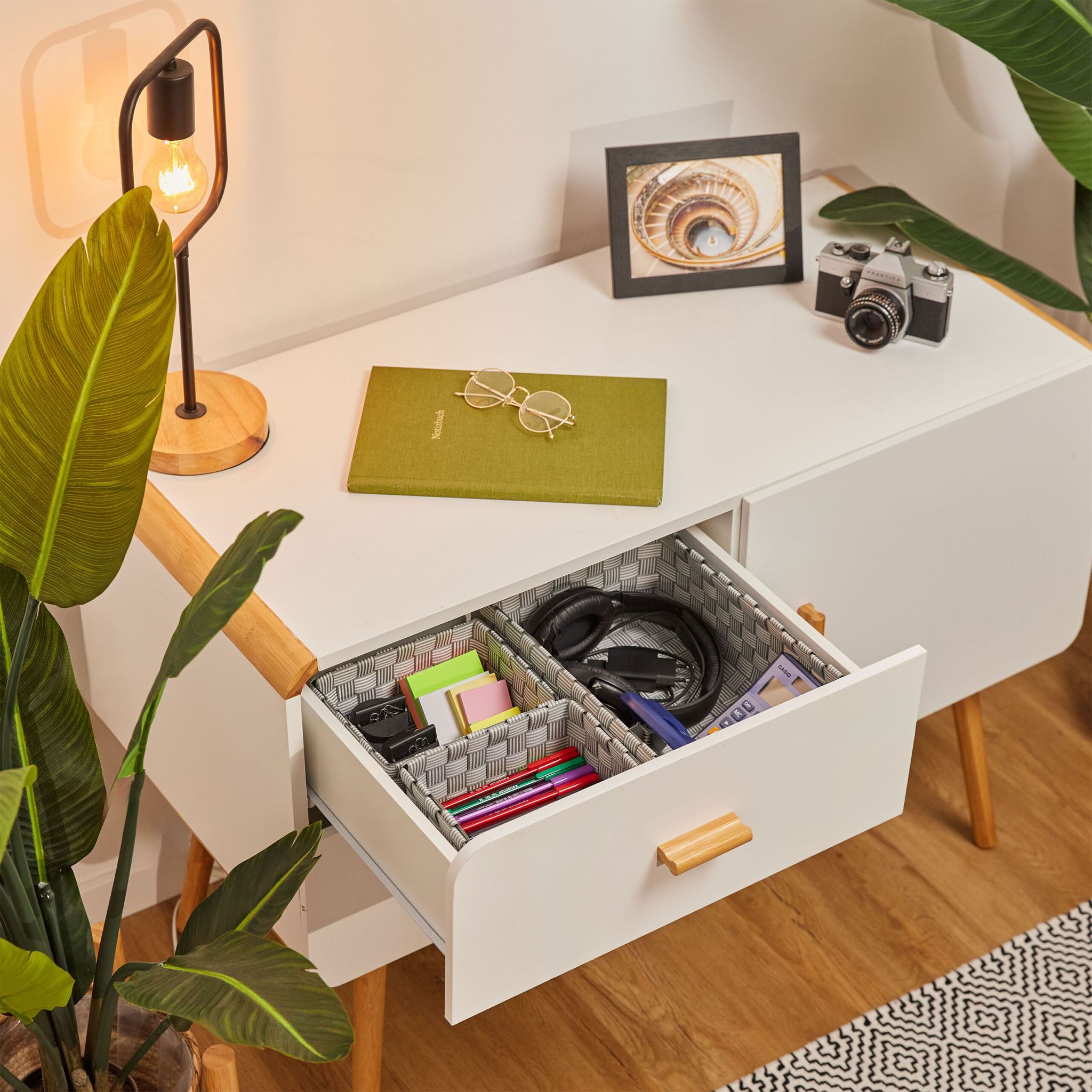 Aufbewahrungskorb 3er-Set Weiss-Grau von Relaxdays