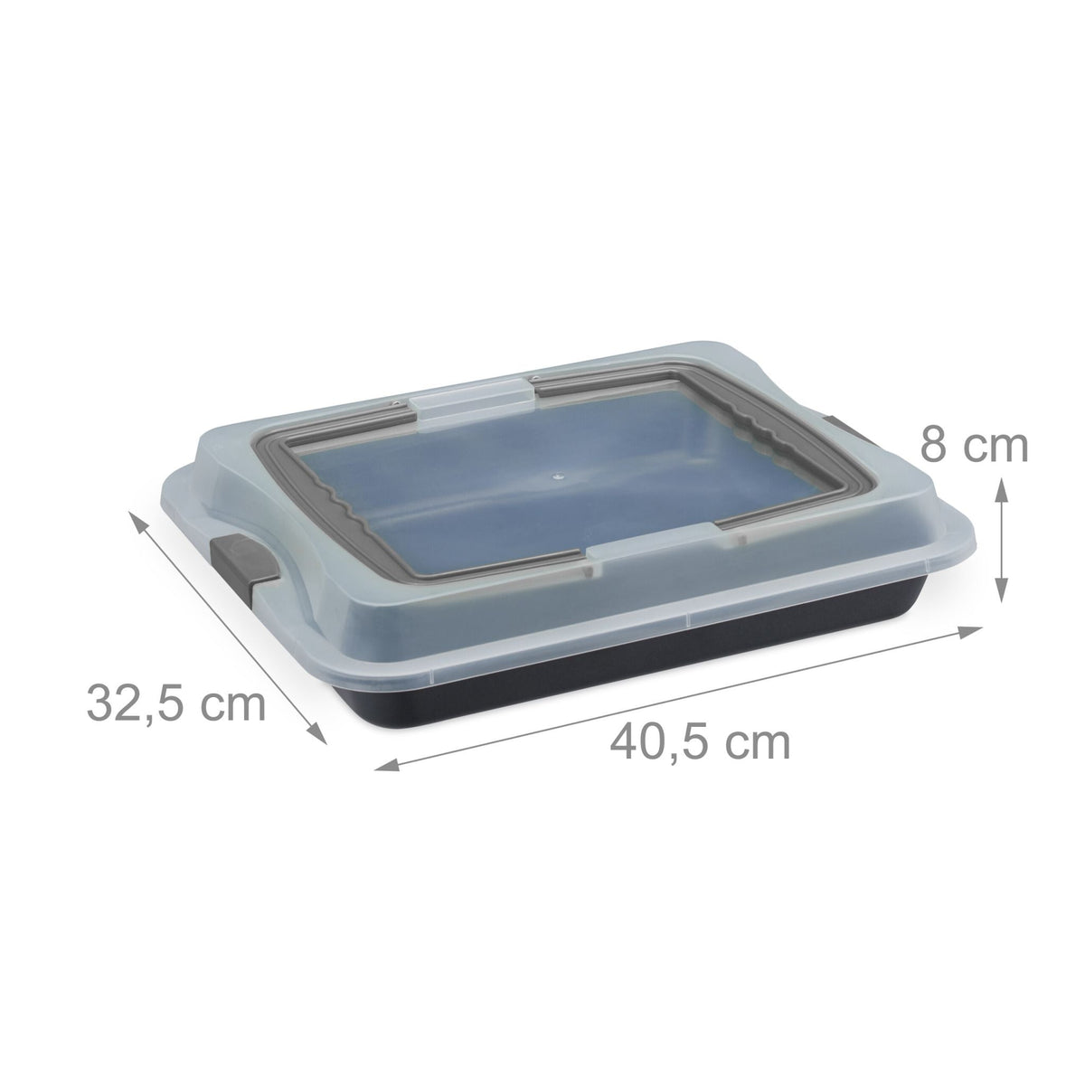 Backblech mit Deckel Schwarz-Transparent-Grau von Relaxdays