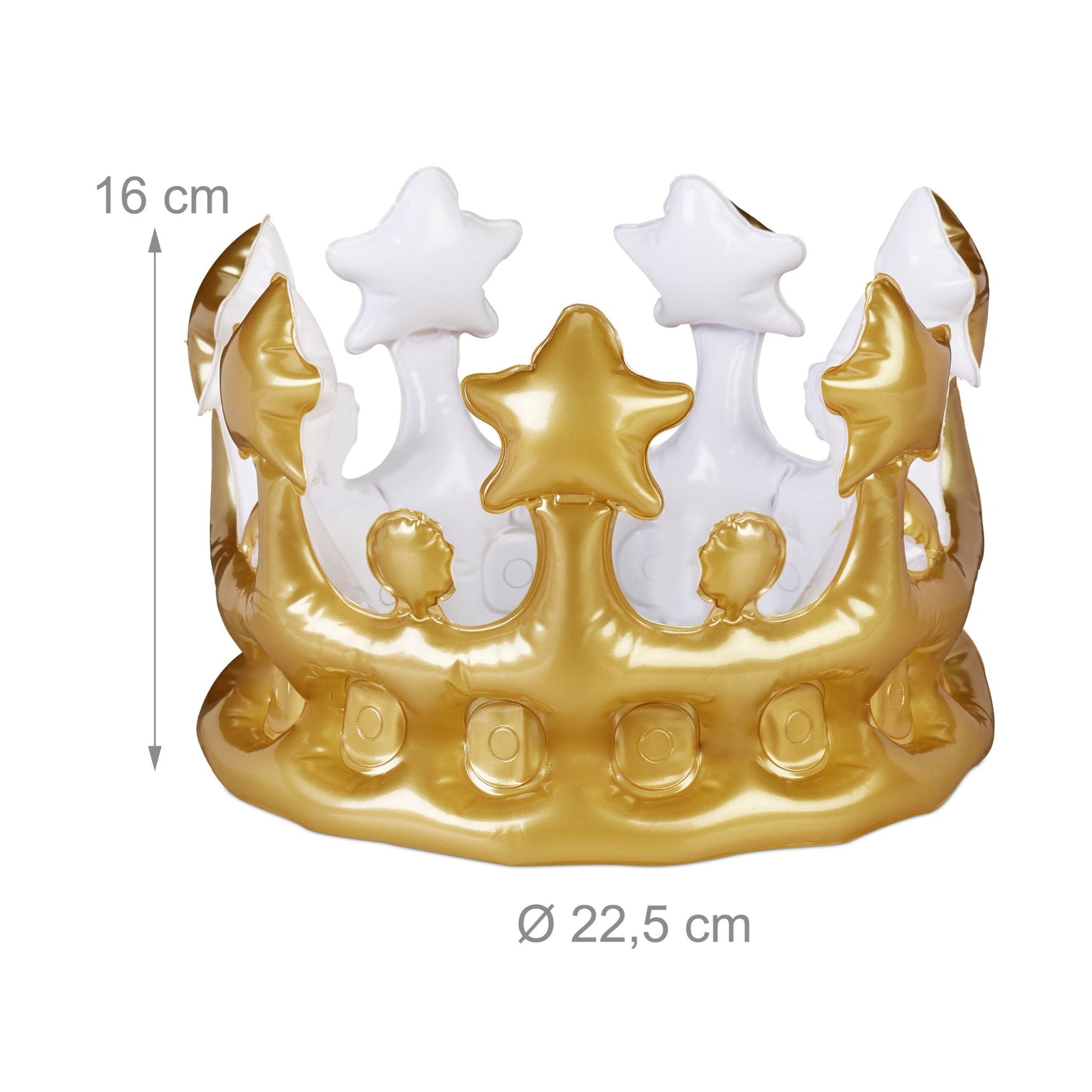 Aufblasbare Krone 5er-Set Weiss-Gold von Relaxdays