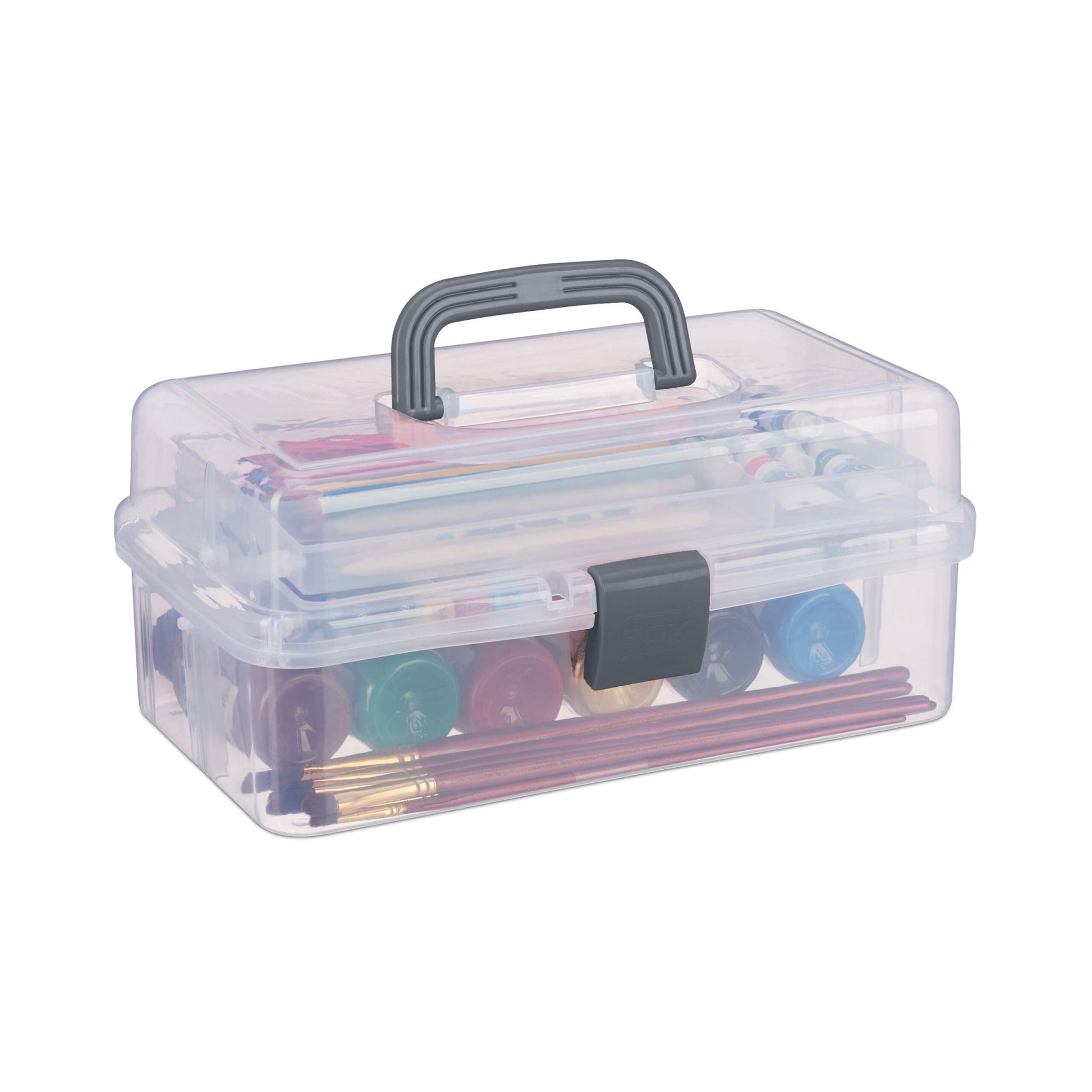 Aufbewahrungsbox mit 9 Fächern Transparent-Grau von Relaxdays