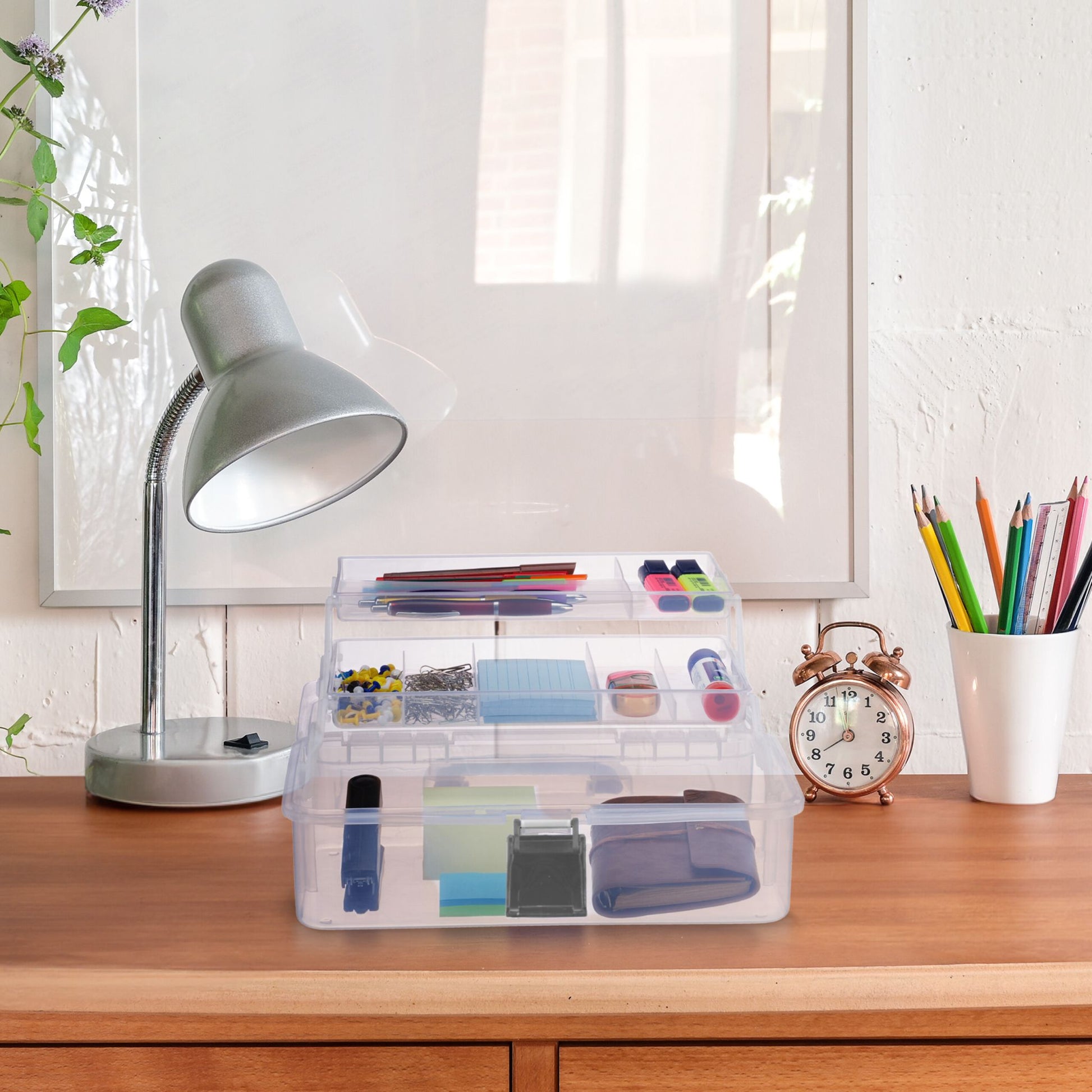 Aufbewahrungsbox mit 9 Fächern Transparent-Grau von Relaxdays