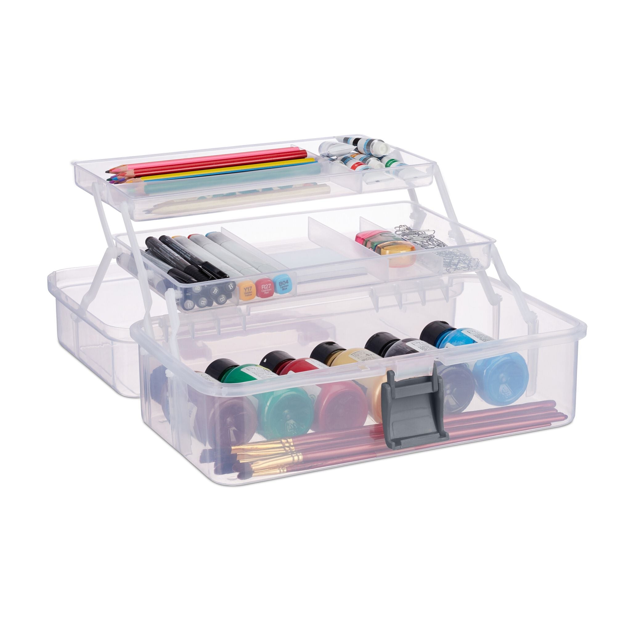 Aufbewahrungsbox mit 9 Fächern Transparent-Grau von Relaxdays