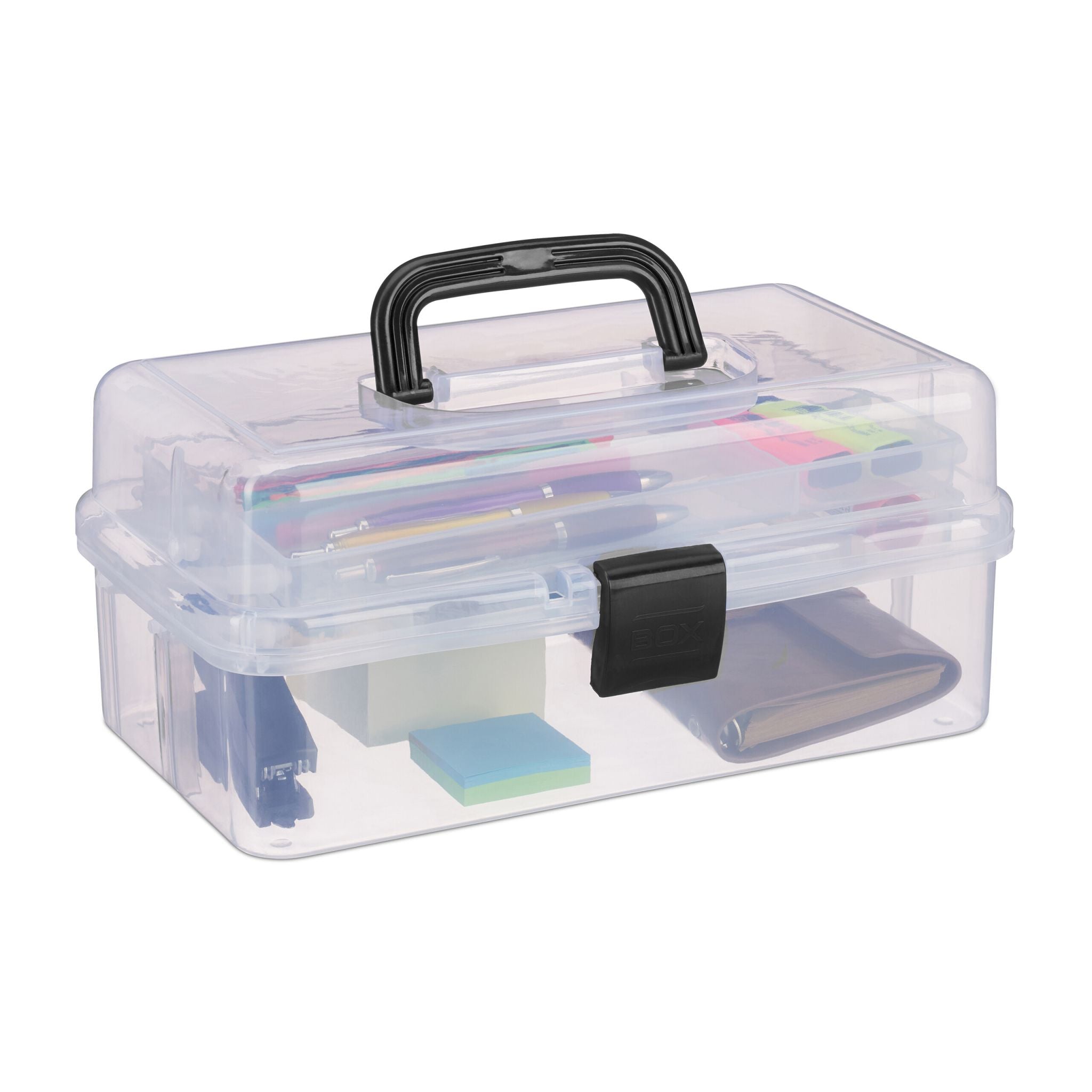 Aufbewahrungsbox mit 9 Fächern Schwarz-Transparent von Relaxdays
