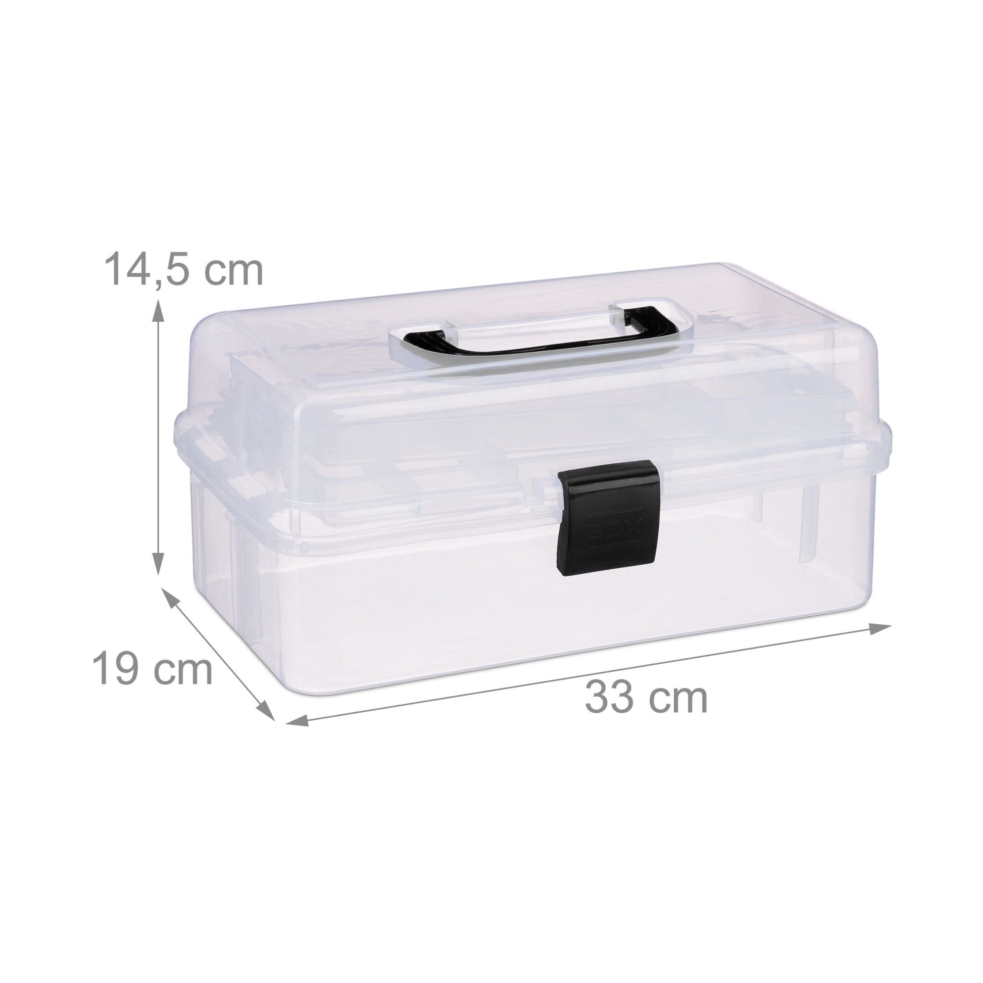 Aufbewahrungsbox mit 9 Fächern Schwarz-Transparent von Relaxdays