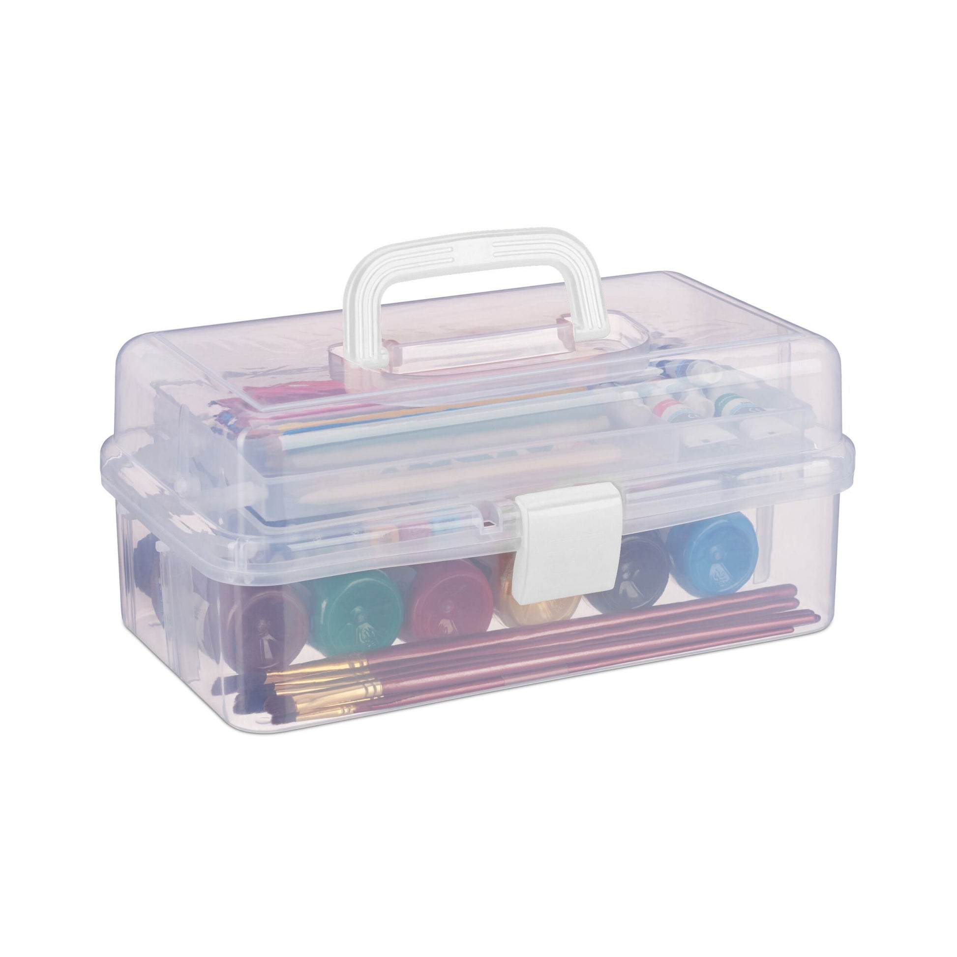 Aufbewahrungsbox mit 9 Fächern Weiss-Transparent von Relaxdays