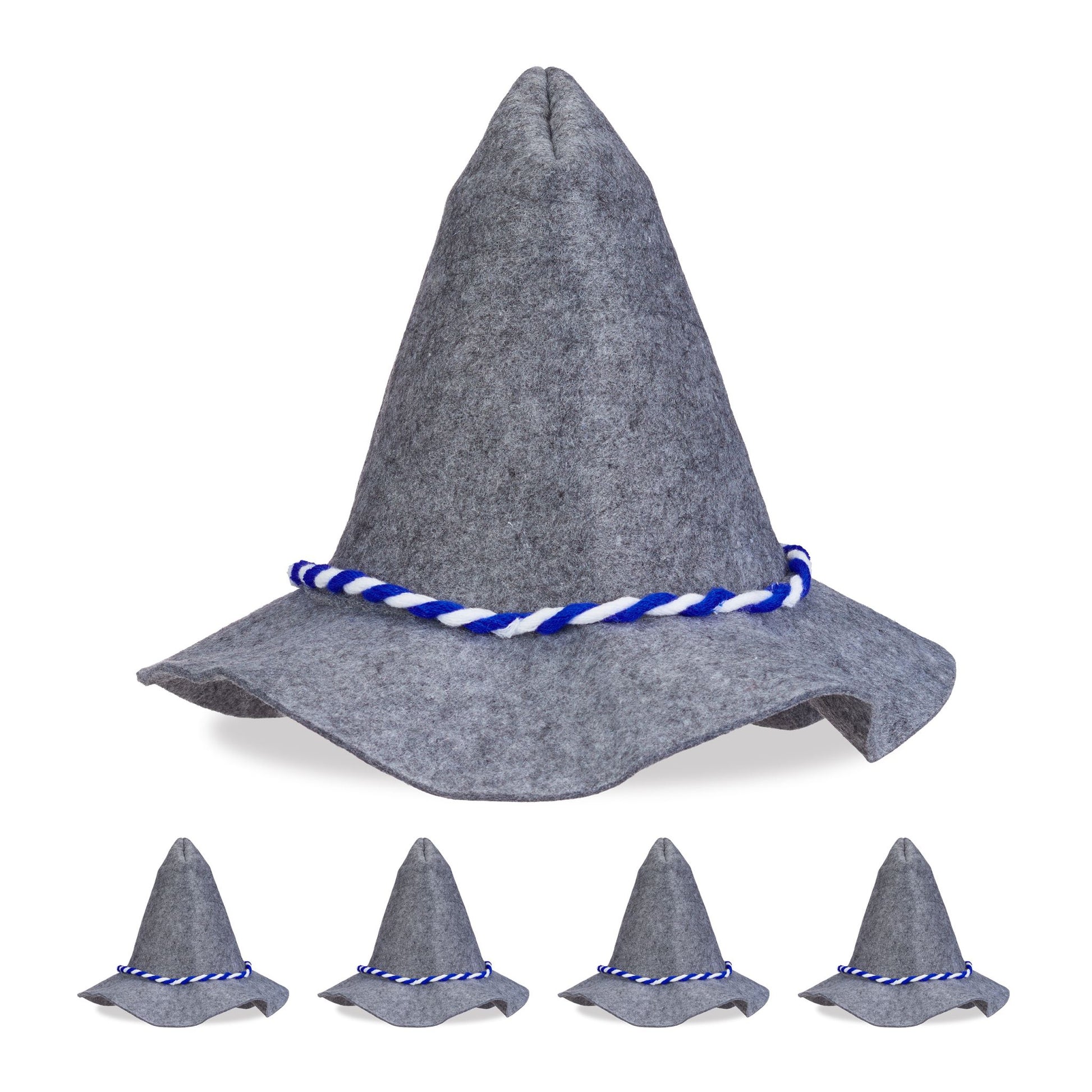 Seppelhut 5er-Set Weiss-Blau-Grau von Relaxdays