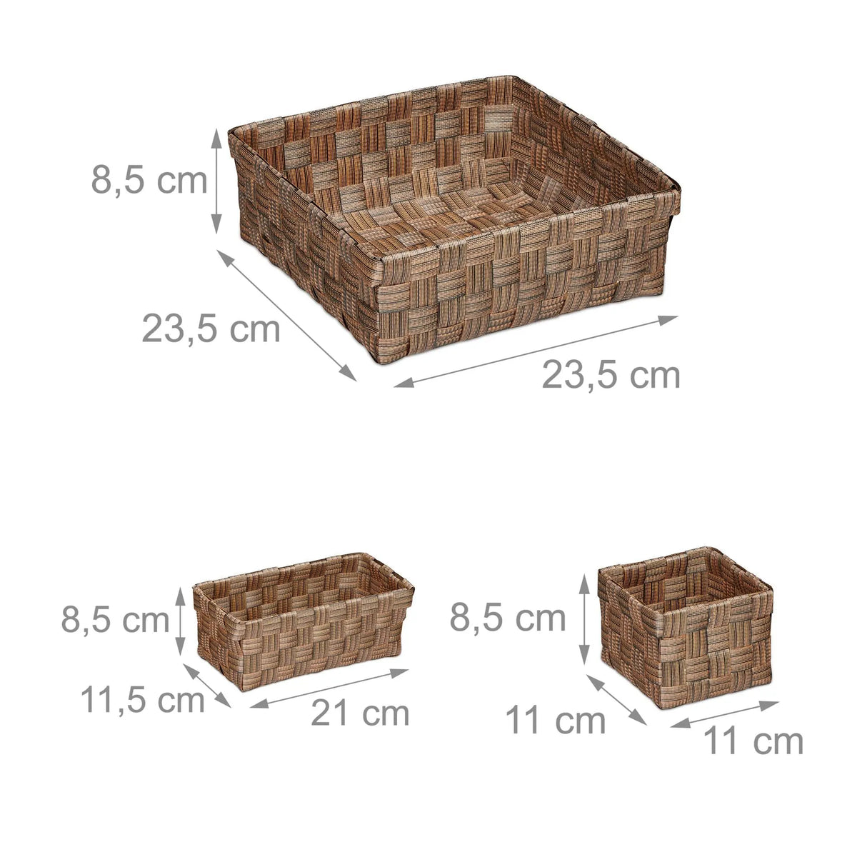 Aufbewahrungskorb 4er-Set Braun von Relaxdays