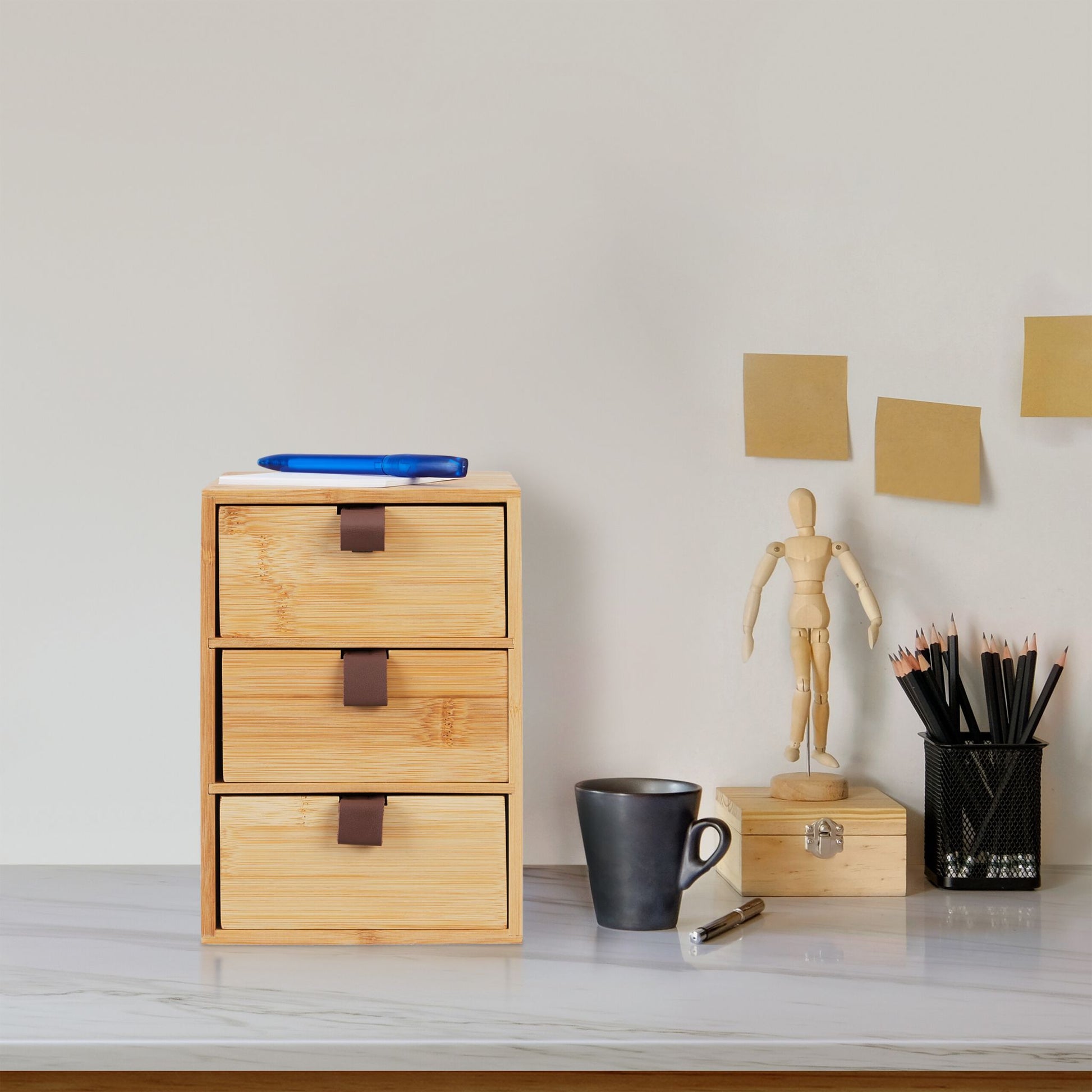 Schreibtisch Organizer 3 Schubladen Braun-Hellbraun von Relaxdays