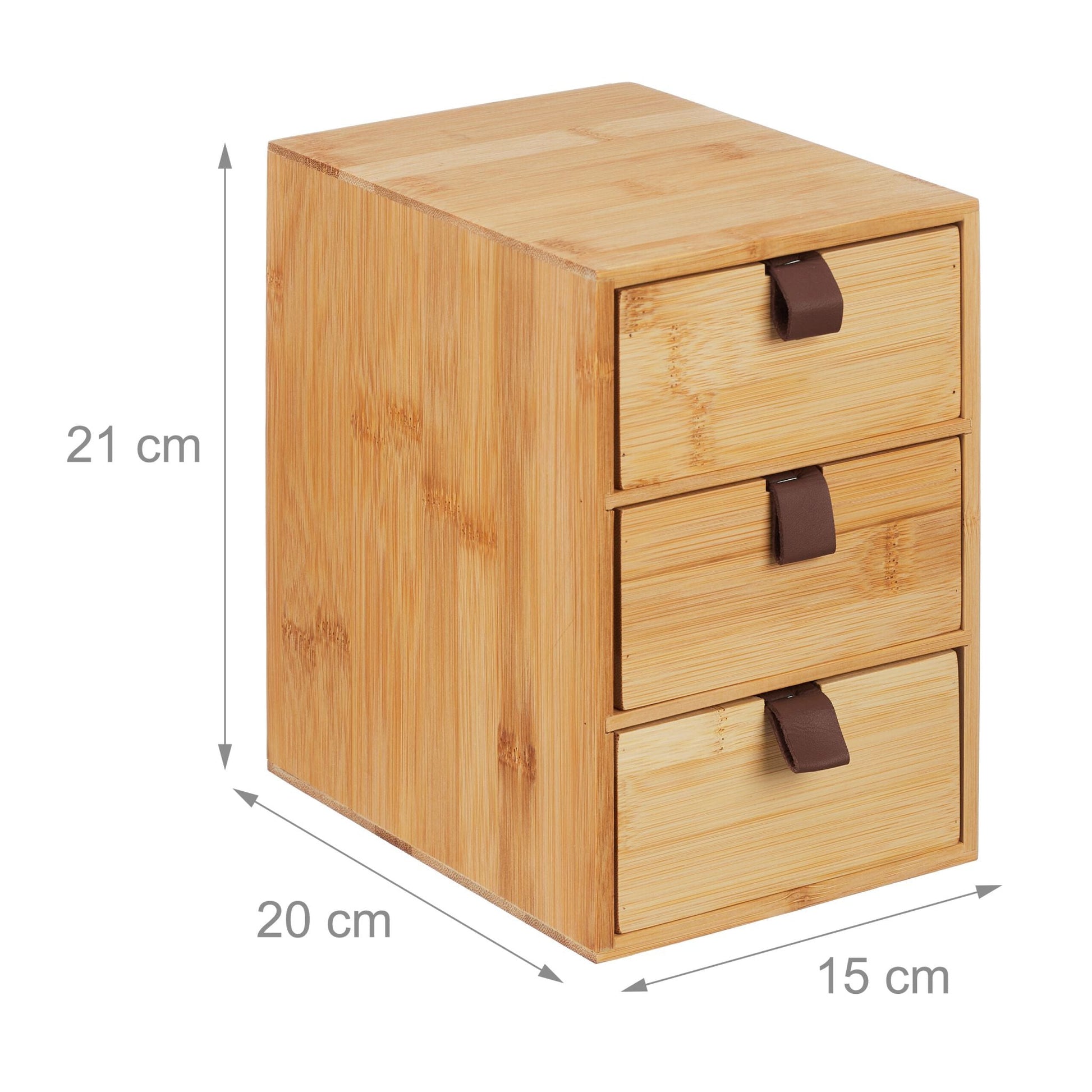 Schreibtisch Organizer 3 Schubladen Braun-Hellbraun von Relaxdays